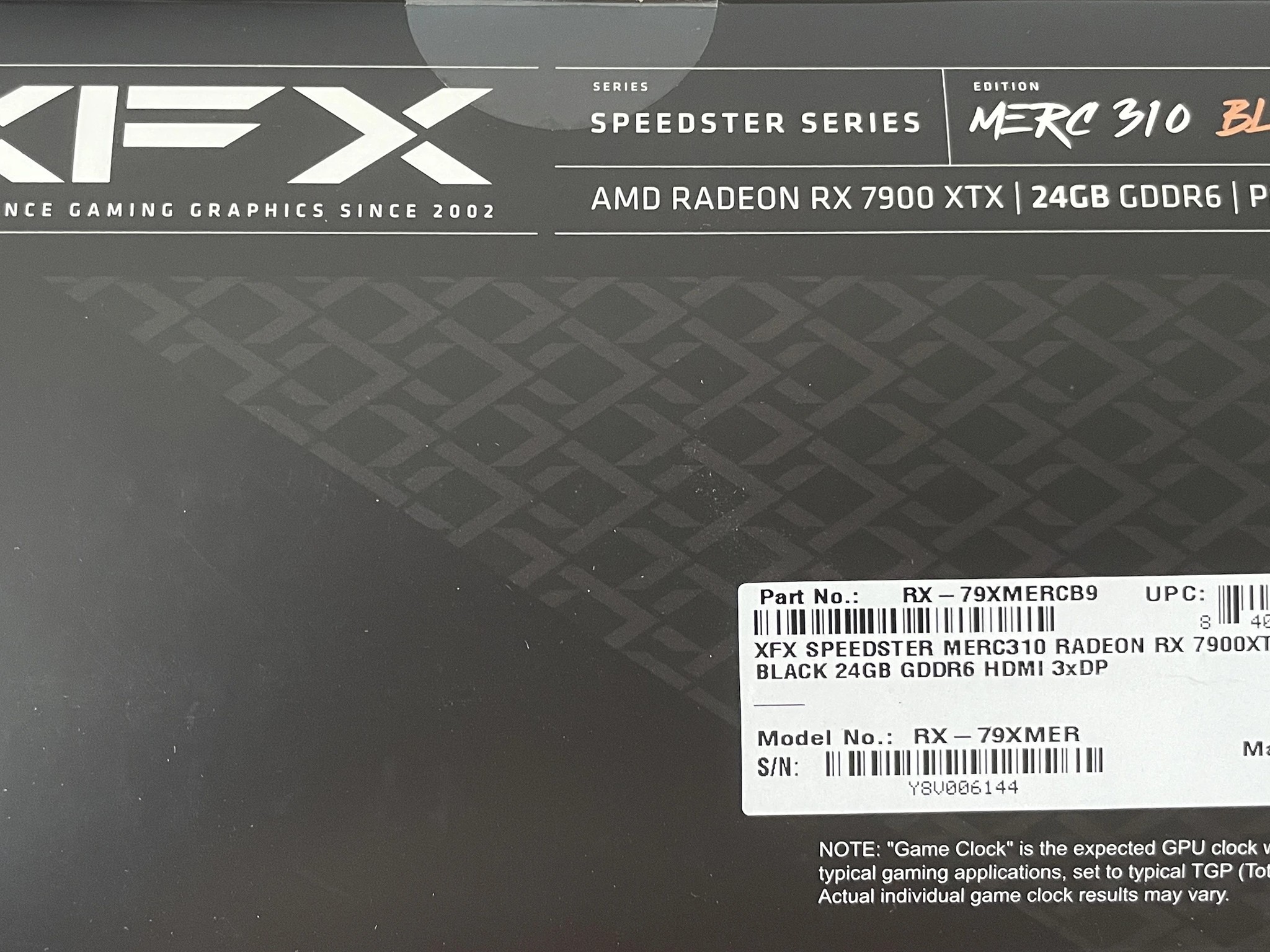 7900 XTX, XFX Speedster MERC 310, excellent condition