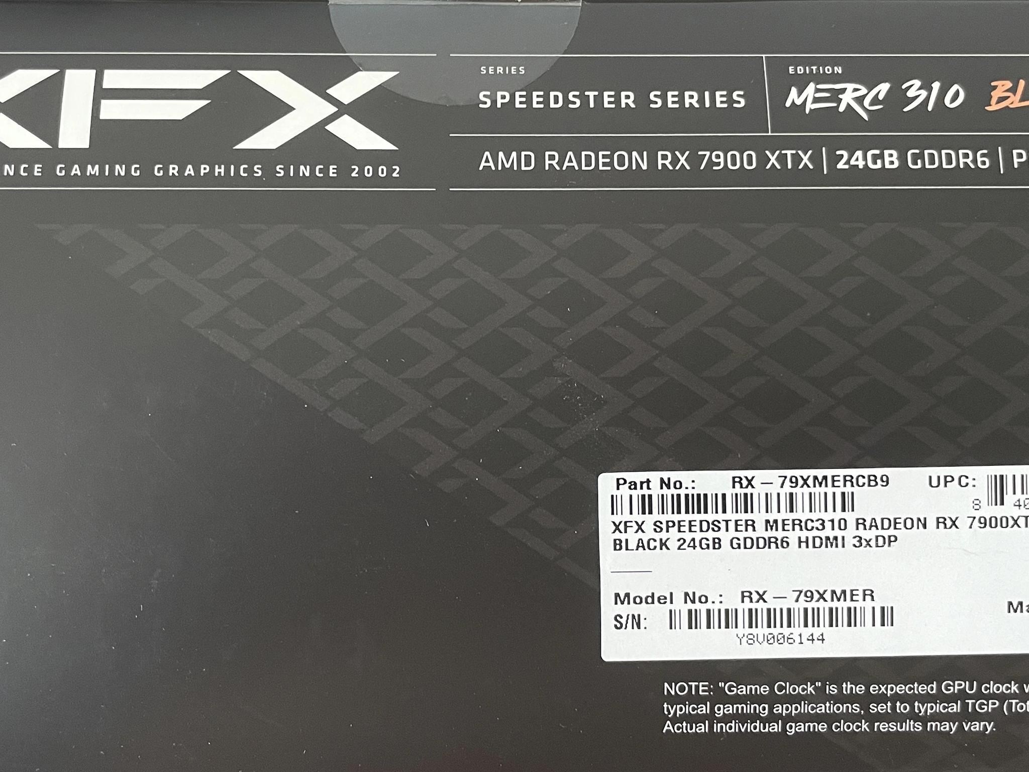 7900 XTX, XFX Speedster MERC 310, excellent condition
