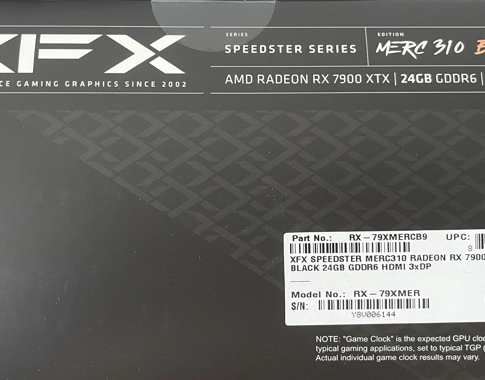 7900 XTX, XFX Speedster MERC 310, excellent condition