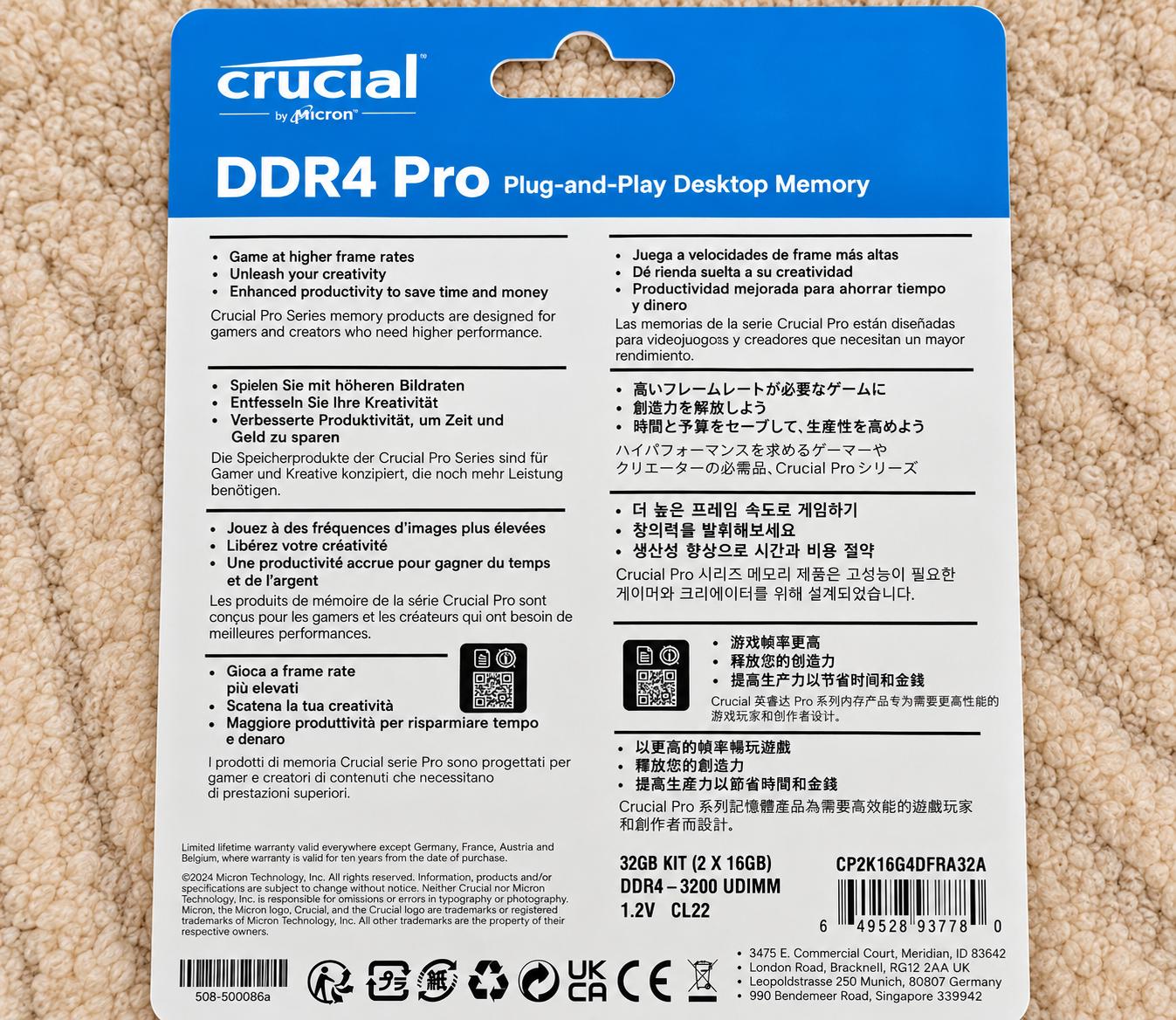 Crucial Pro DDR4 Desktop Memory 32GB DDR4-3200 (2x16GB) - Image 2
