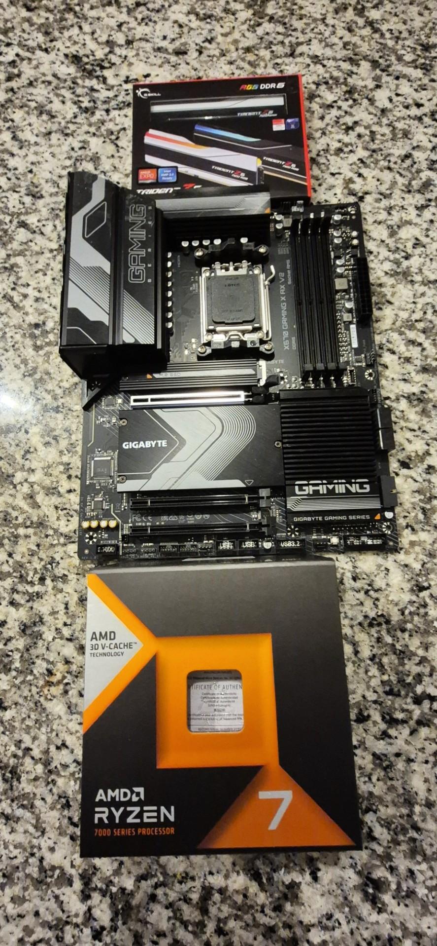 Bundle Gigabyte X670 Gaming X AX V2 AM5 MOBO, Ryzen 7800X3D CPU, 64GB G.Skill Trident Z5 NEO RGB RAM