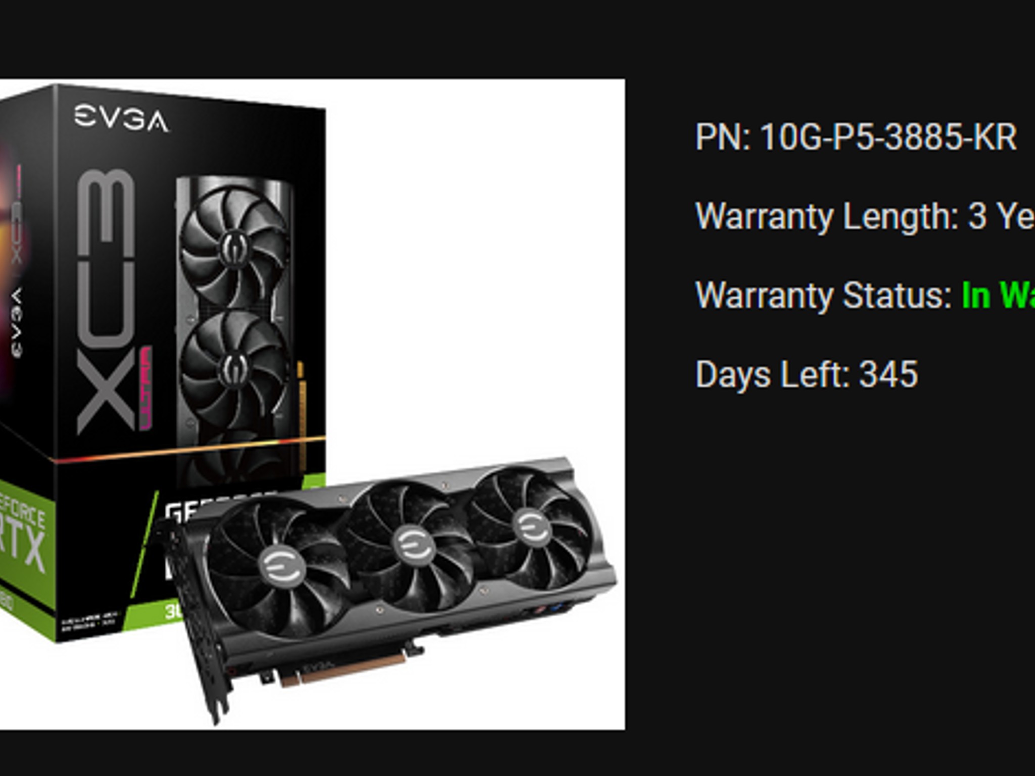 EVGA RTX 3080 XC3 Ultra 10GB