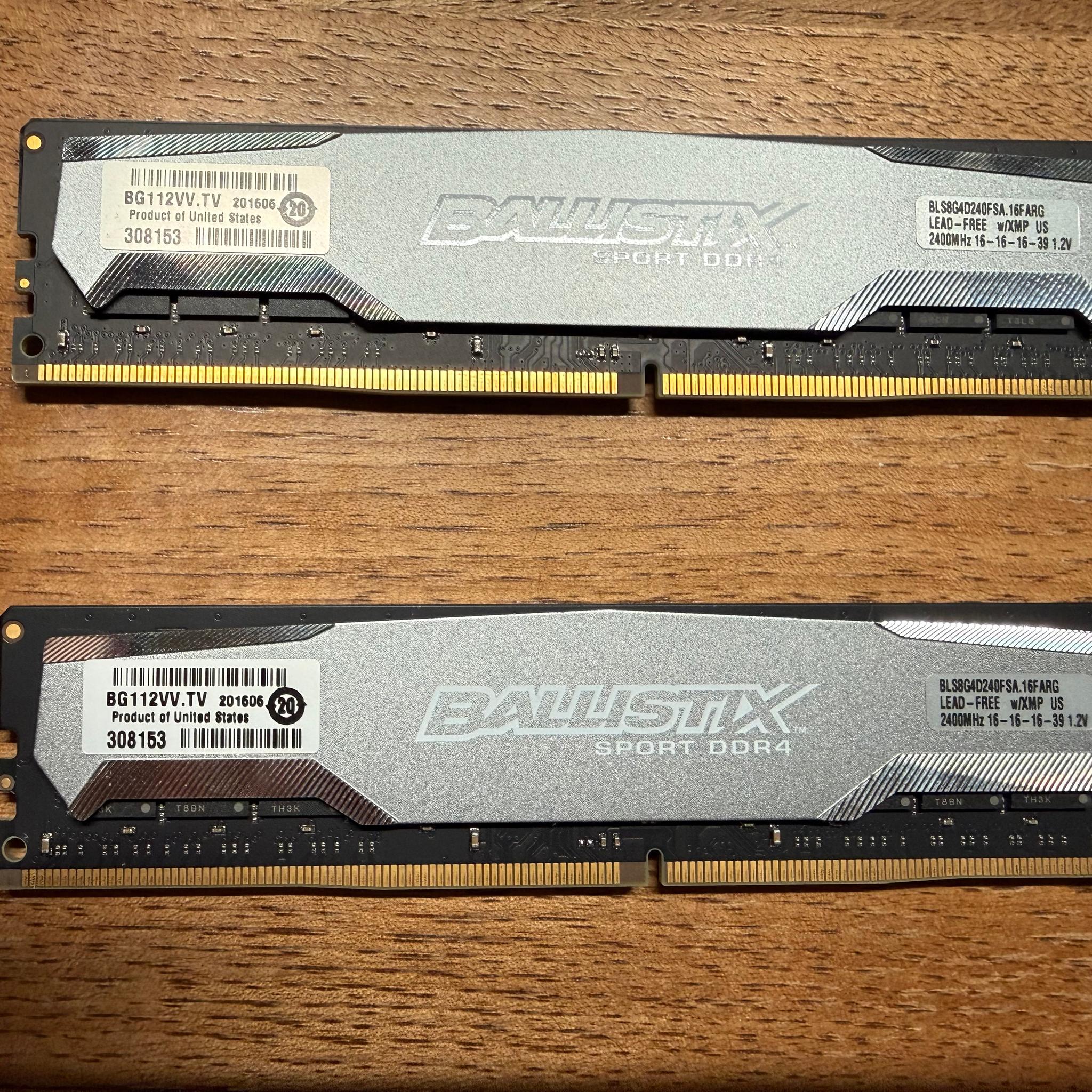 Crucial Ballistix Sport DDR4 16GB Kit 2x8GB 2400MHz w/XMP 1.2V 16-16-16-39