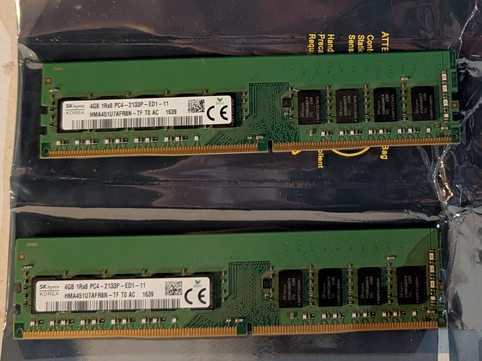 SK Hynix 8gb (2x4GB) DDR4-2133 ECC UDIMM PC4