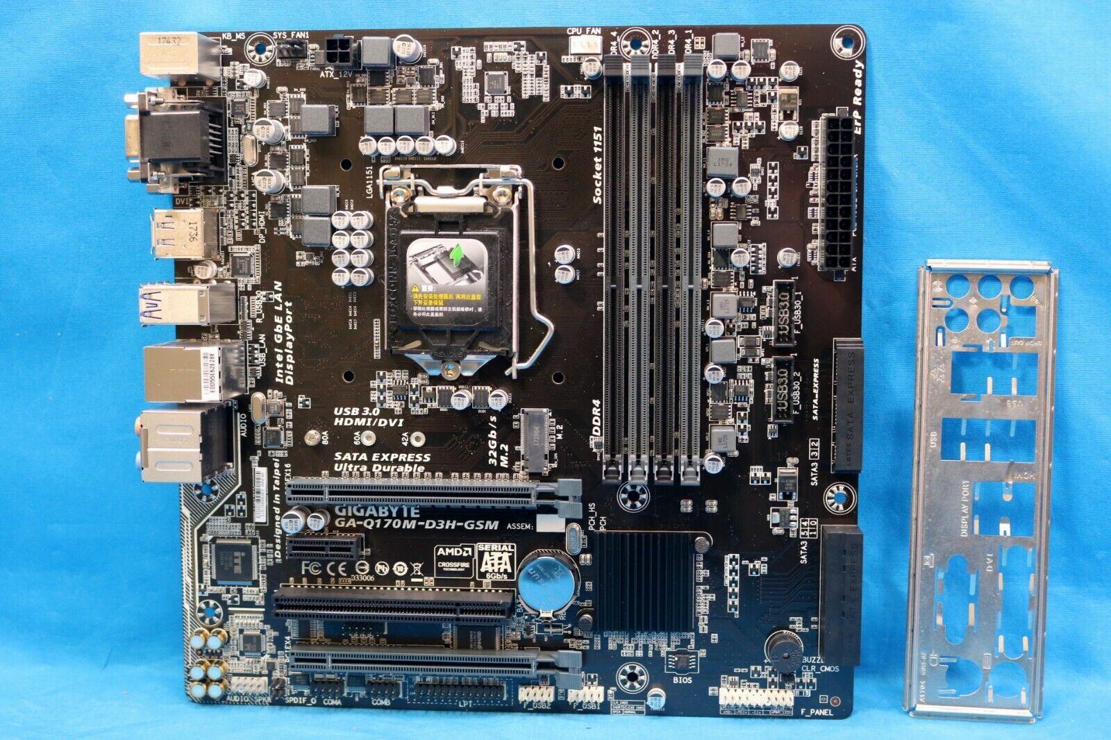 Gigabyte GA-Q170M-D3H-GSM Intel LGA1151/Socket H4 DDR4 mATX Motherboard & I/O