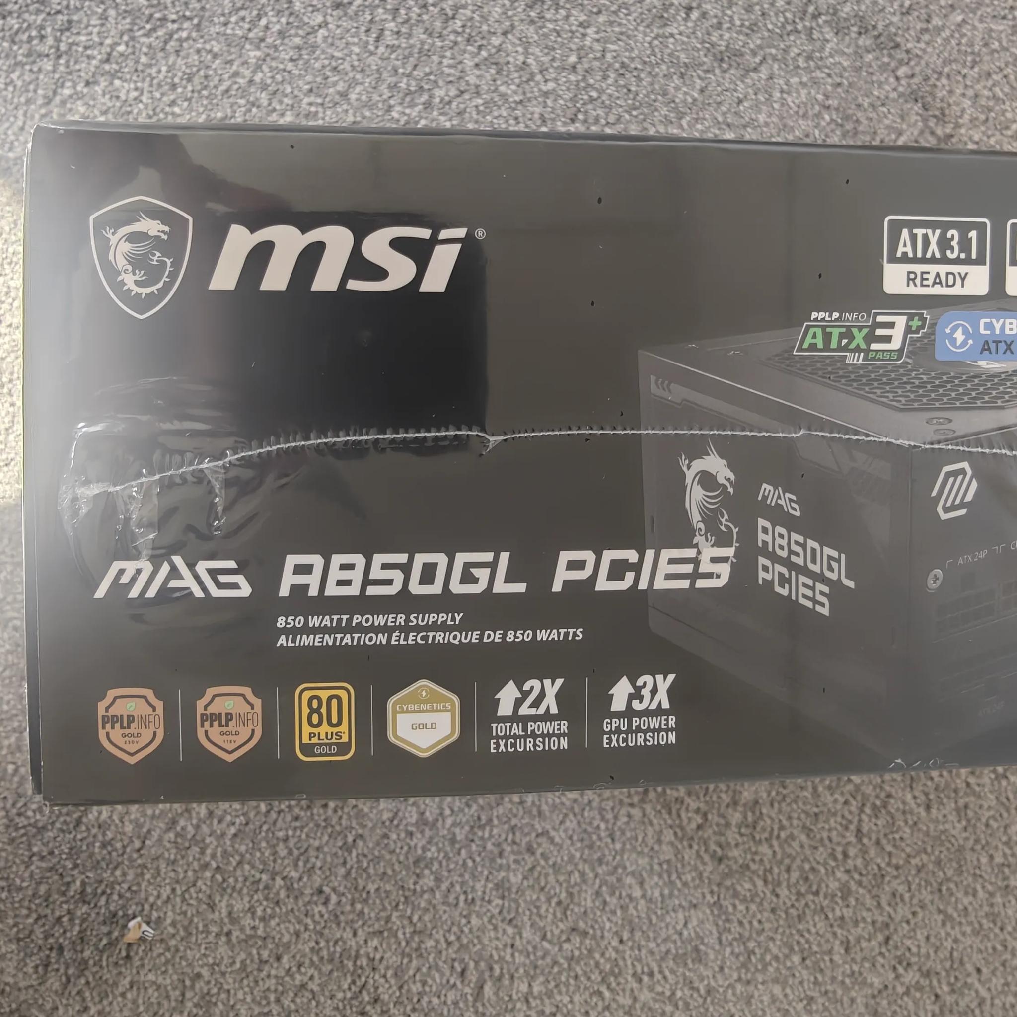MSI - MAG A850GL PCIE5 850W ATX 3.1 &PCIe 5.1 Fully Modular 80 Plus Gold PSU