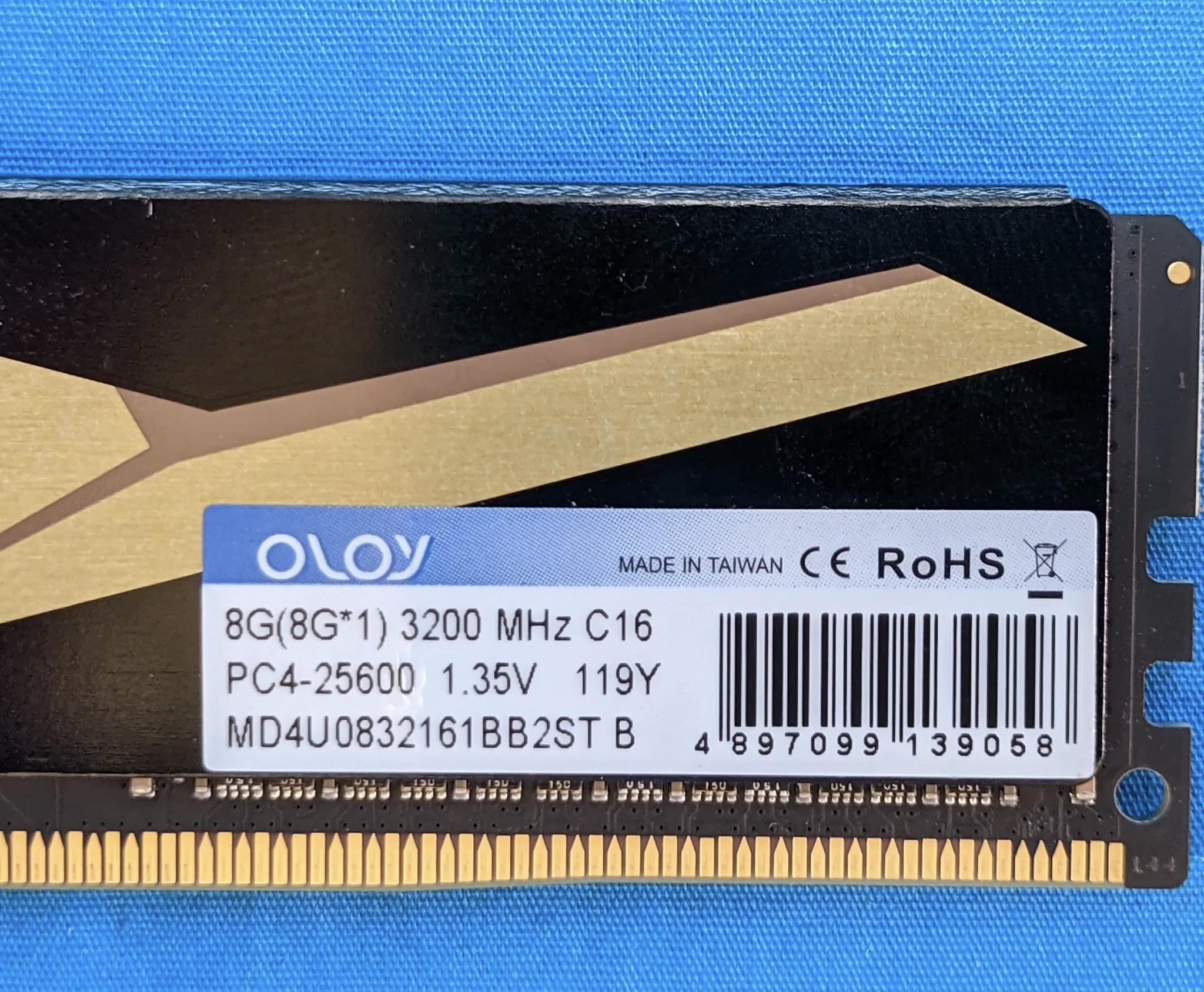 OLOy B-21 Raider 16GB (2x8GB) DDR4 3200MHz PC4-25600 C16 1.35V Desktop RAM