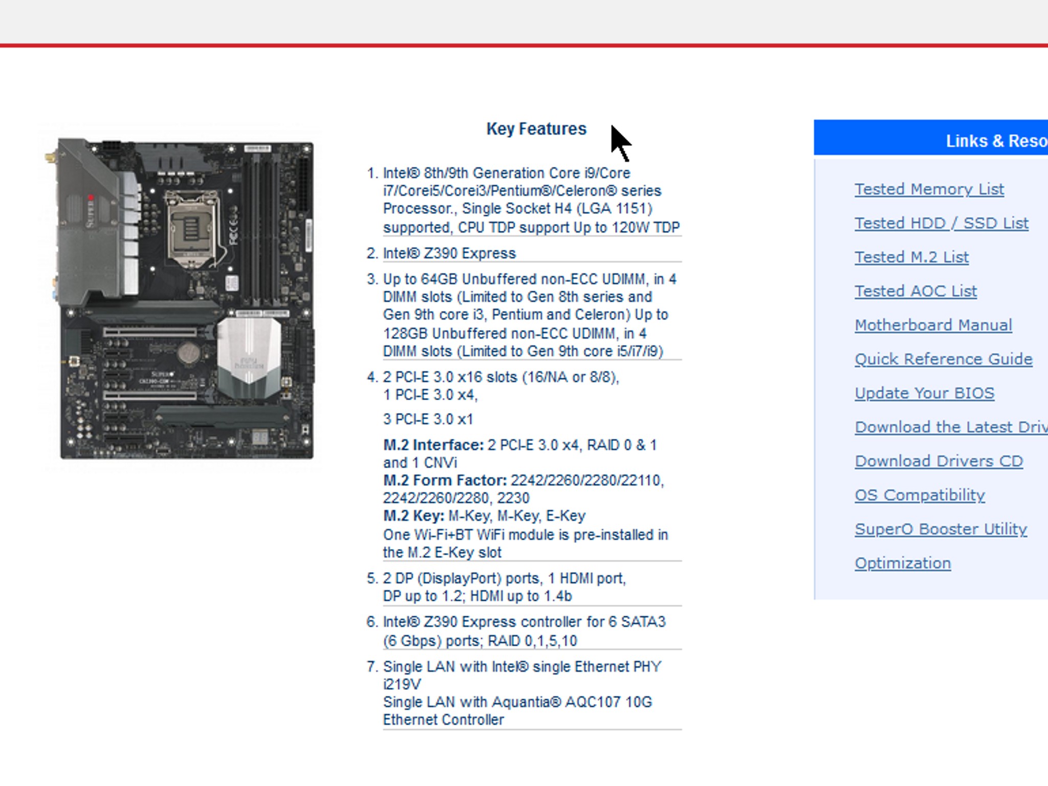SUPERMICRO INTEL Z390 LGA1151 DDR4 ATX MOTHERBOARD (MODEL MBD-C9Z390-CGW)