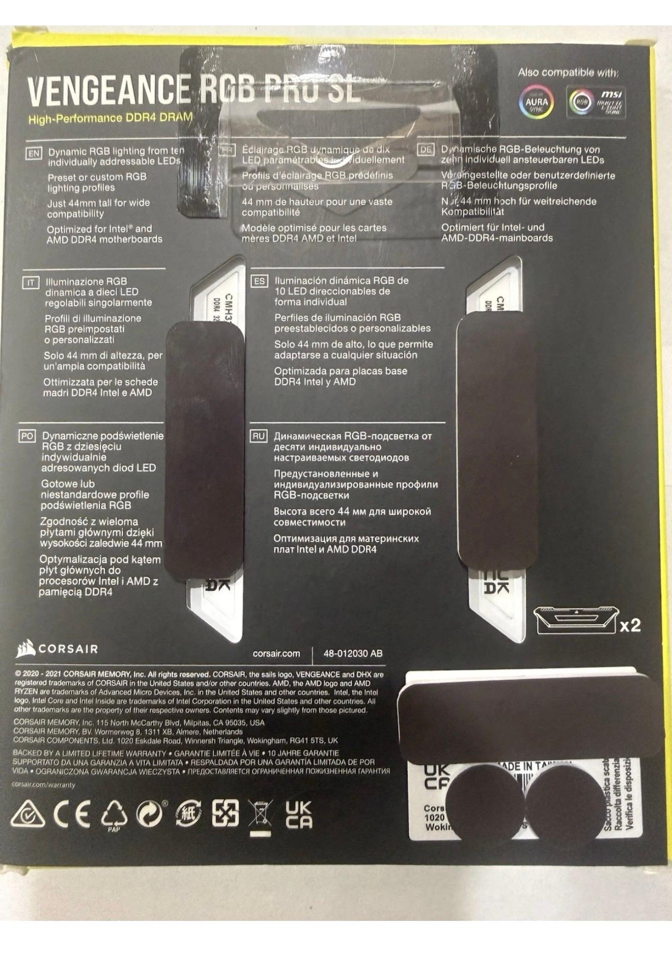 *BNIB* Corsair Vengeance RGB PRO SL 32GB (2x16GB) DDR4 3600MHz C18 UDIMM Desktop Memory White