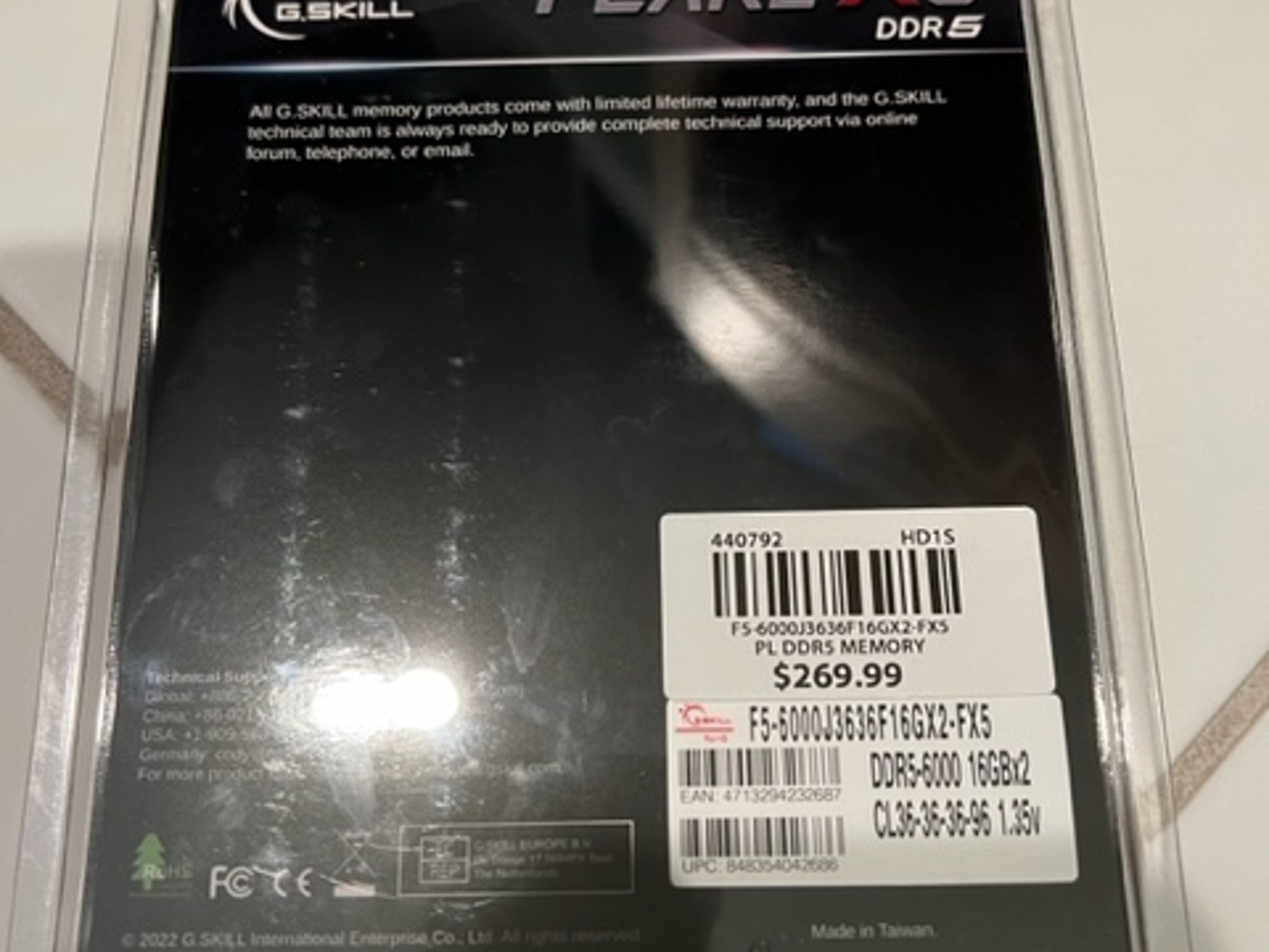 G.Skill Flare X5 Series 32GB (2 x 16GB) DDR5-6000 PC5-48000 CL36 Dual Channel Desktop Memory