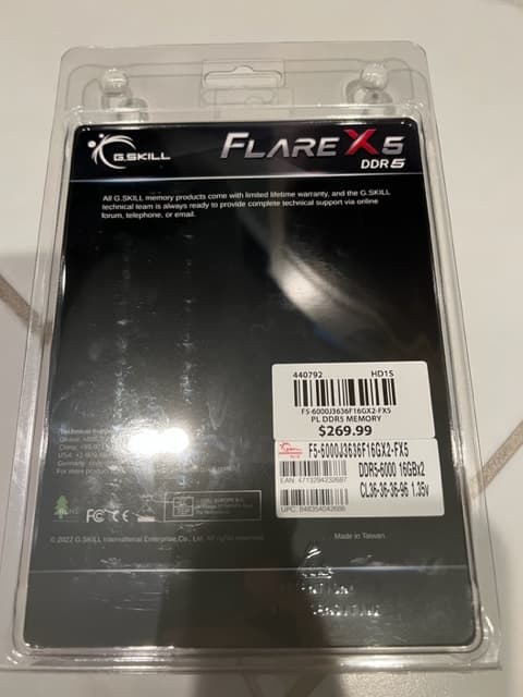 G.Skill Flare X5 Series 32GB (2 x 16GB) DDR5-6000 PC5-48000 CL36 Dual Channel Desktop Memory