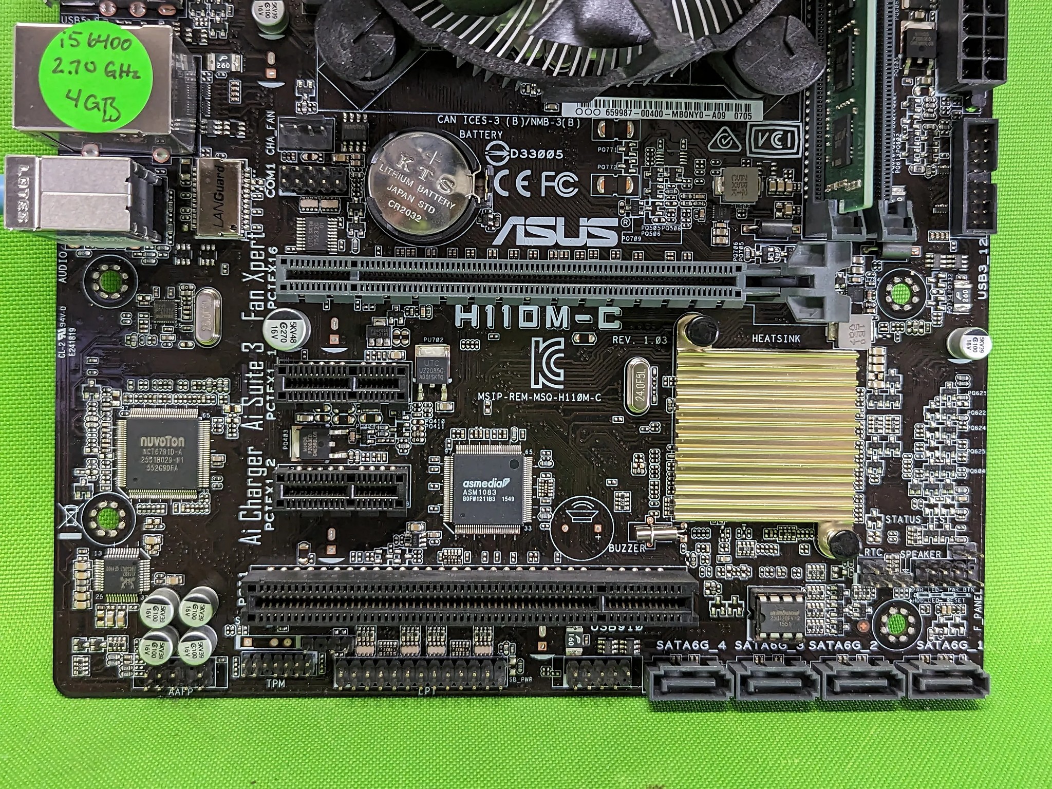 Intel Core i5-6400 + 4GB RAM + mATX Motherboard Asus H110M-C Combo + IO Shield