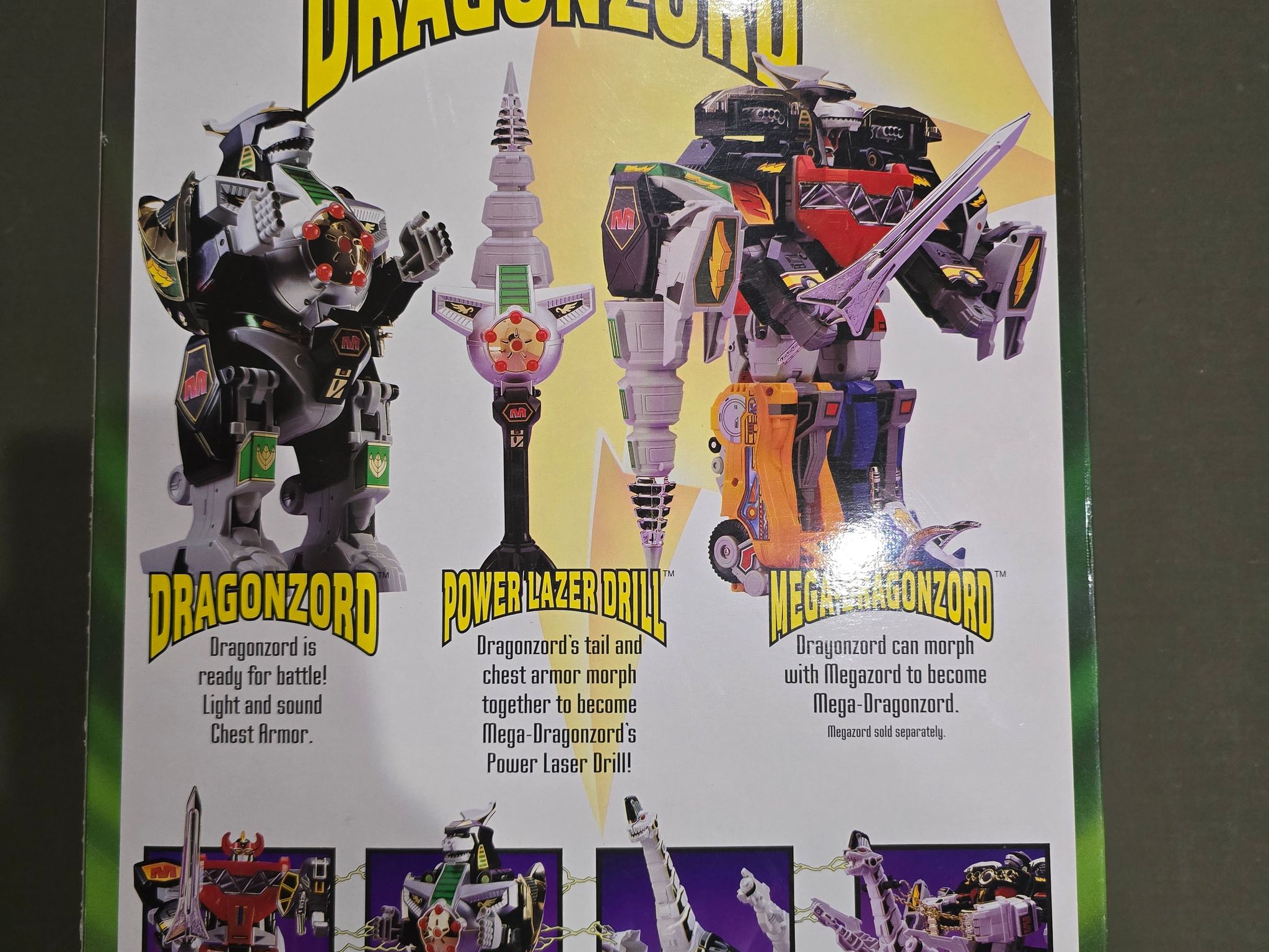 Vintage 1993 Bandai Mighty Morphin Power Rangers Dragonzord w/ Green Ranger