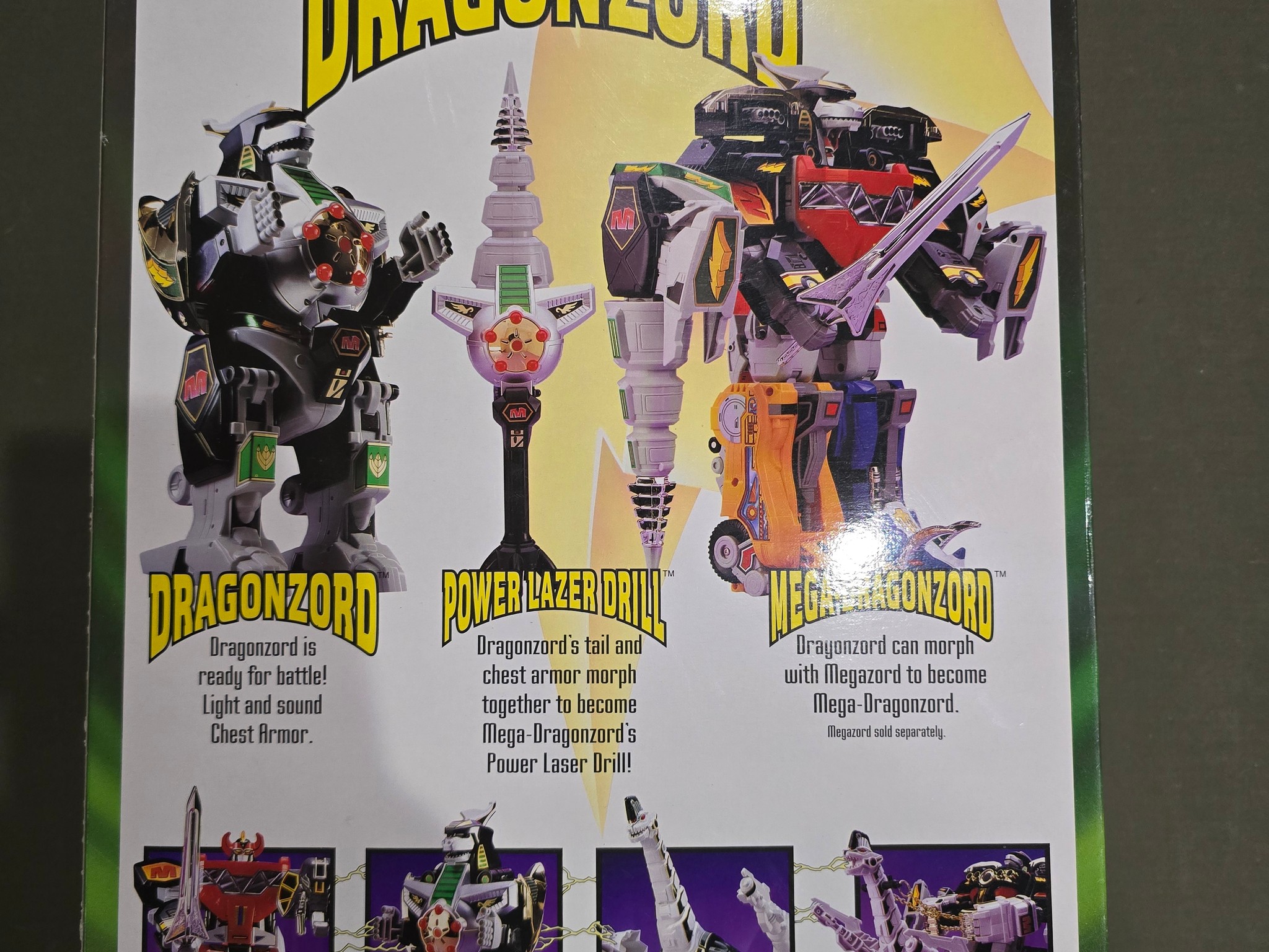 Vintage 1993 Bandai Mighty Morphin Power Rangers Dragonzord w/ Green Ranger