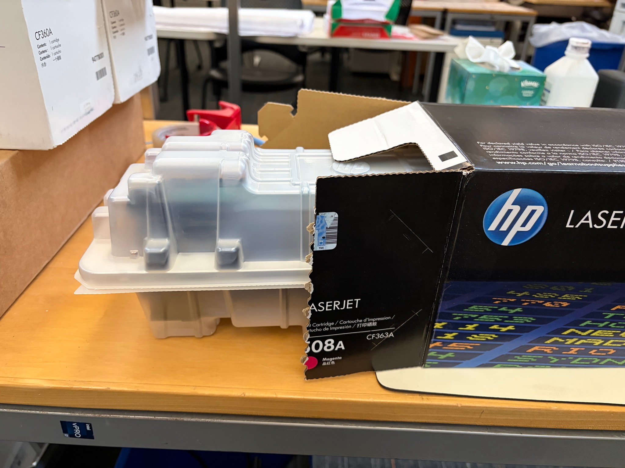 HP LaserJet 508A Toner - Black and Magenta Available.