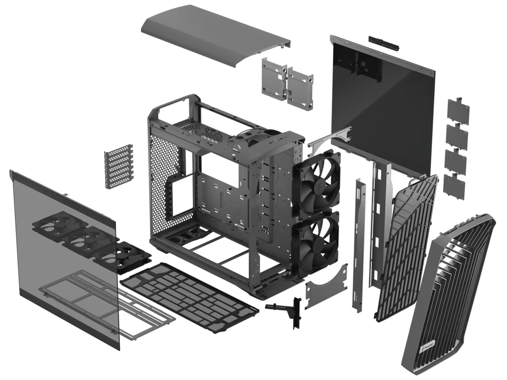 Fractal Design Torrent Gray E-ATX Tempered Glass Window High-Airflow Mid Tower Computer Case