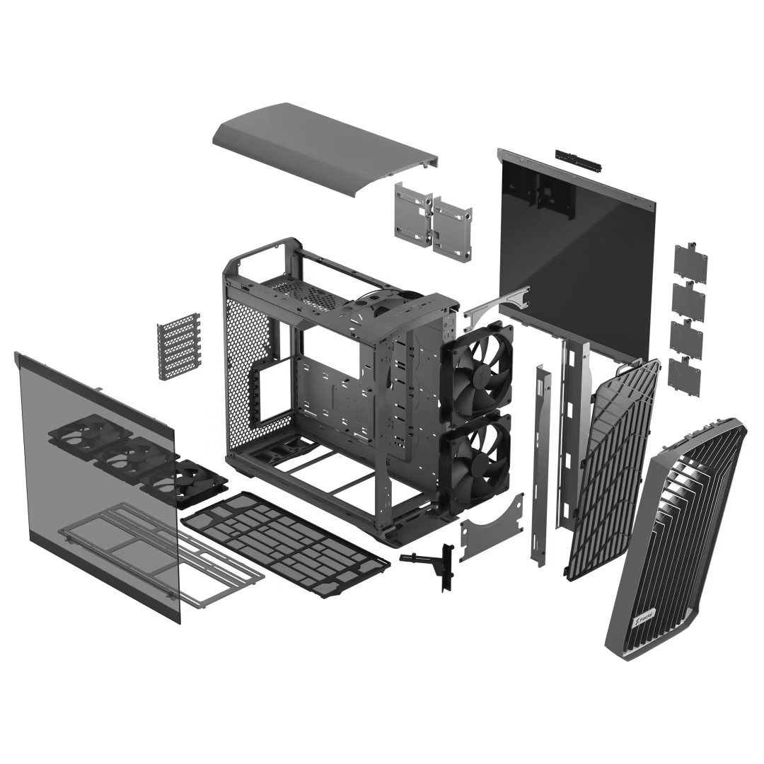 Fractal Design Torrent Gray E-ATX Tempered Glass Window High-Airflow Mid Tower Computer Case