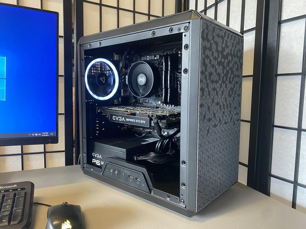 EVGA GTX 1070 SC (8gb), AMD Ryzen 5 3400g, DDR4 3000MHz 16GB (8x2), 500GB NVMe, 750W Platinum