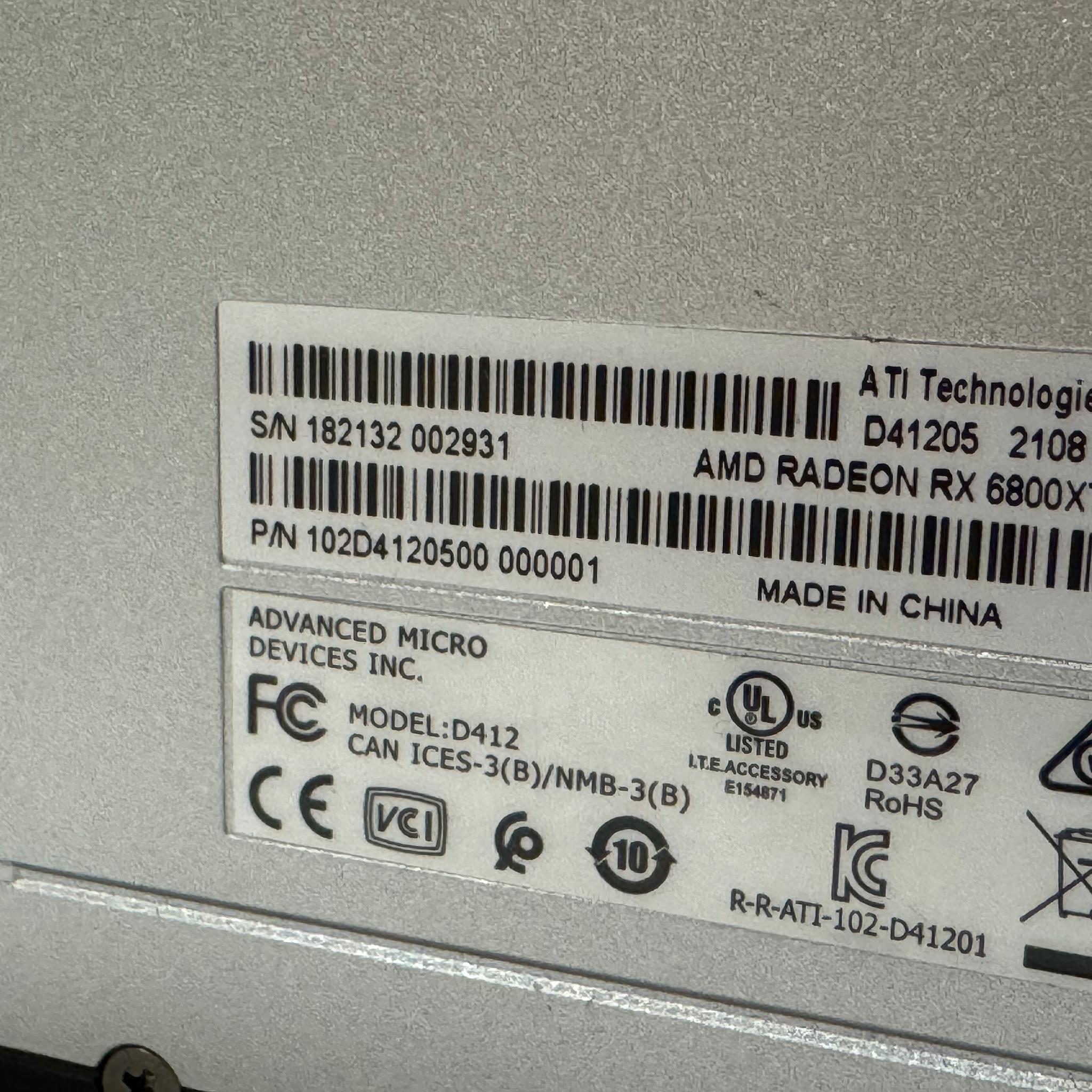 FOR PARTS/AS IS AMD RX 6800XT 16GB AMD Reference Model