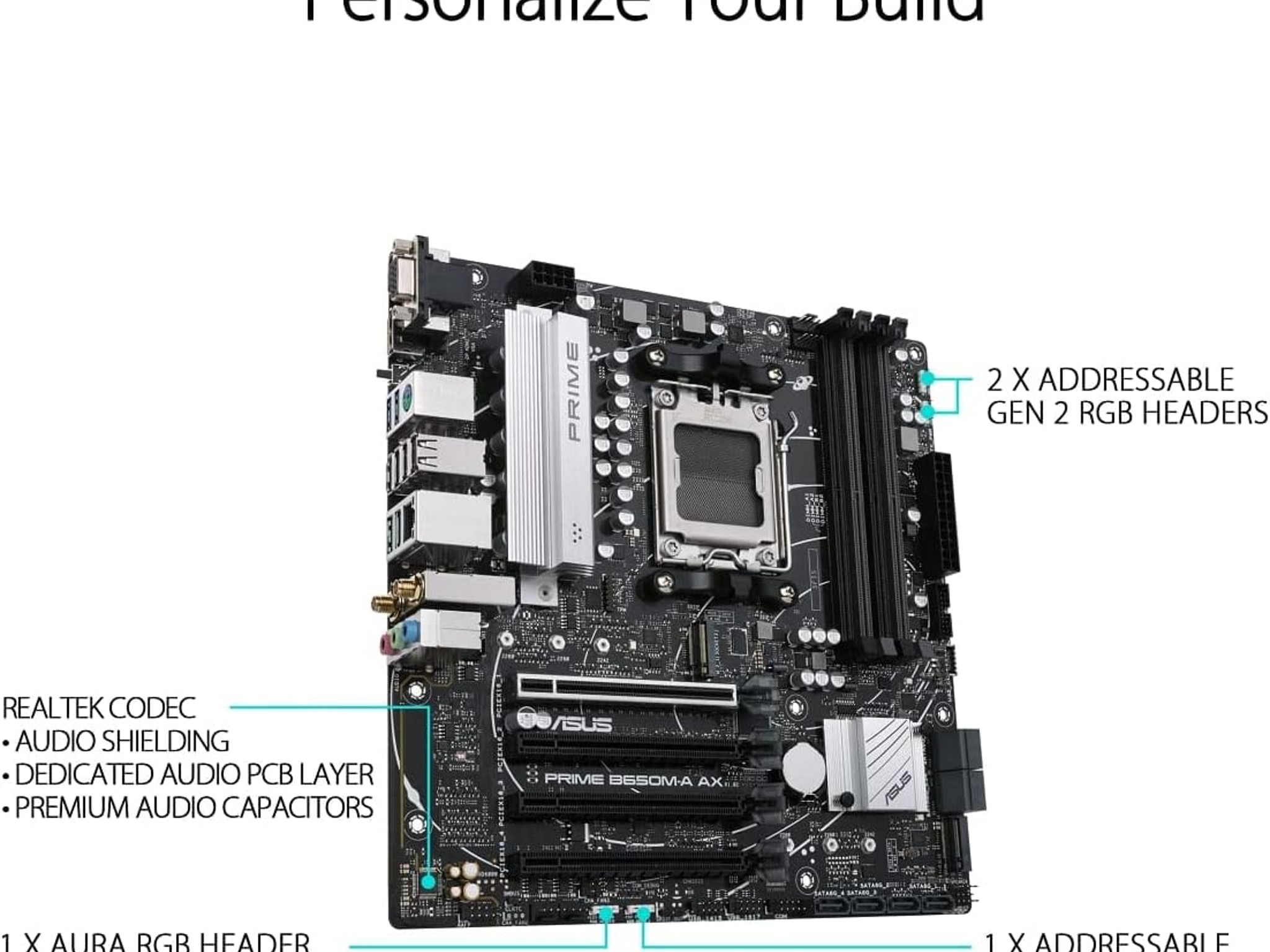ASUS PRIME B650M-A AX AMD AM5 B650 MicroATX M.2 Desktop Motherboard A