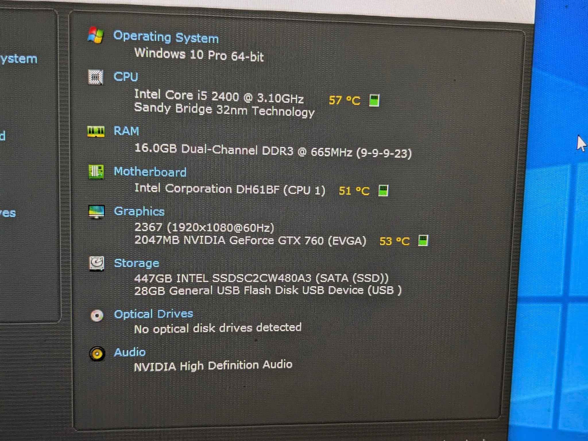 FREE SHIP|| i5-2400, 16GB RAM, GTX 760 2GB, 480GB SSD, WiFI, RGB, Win10