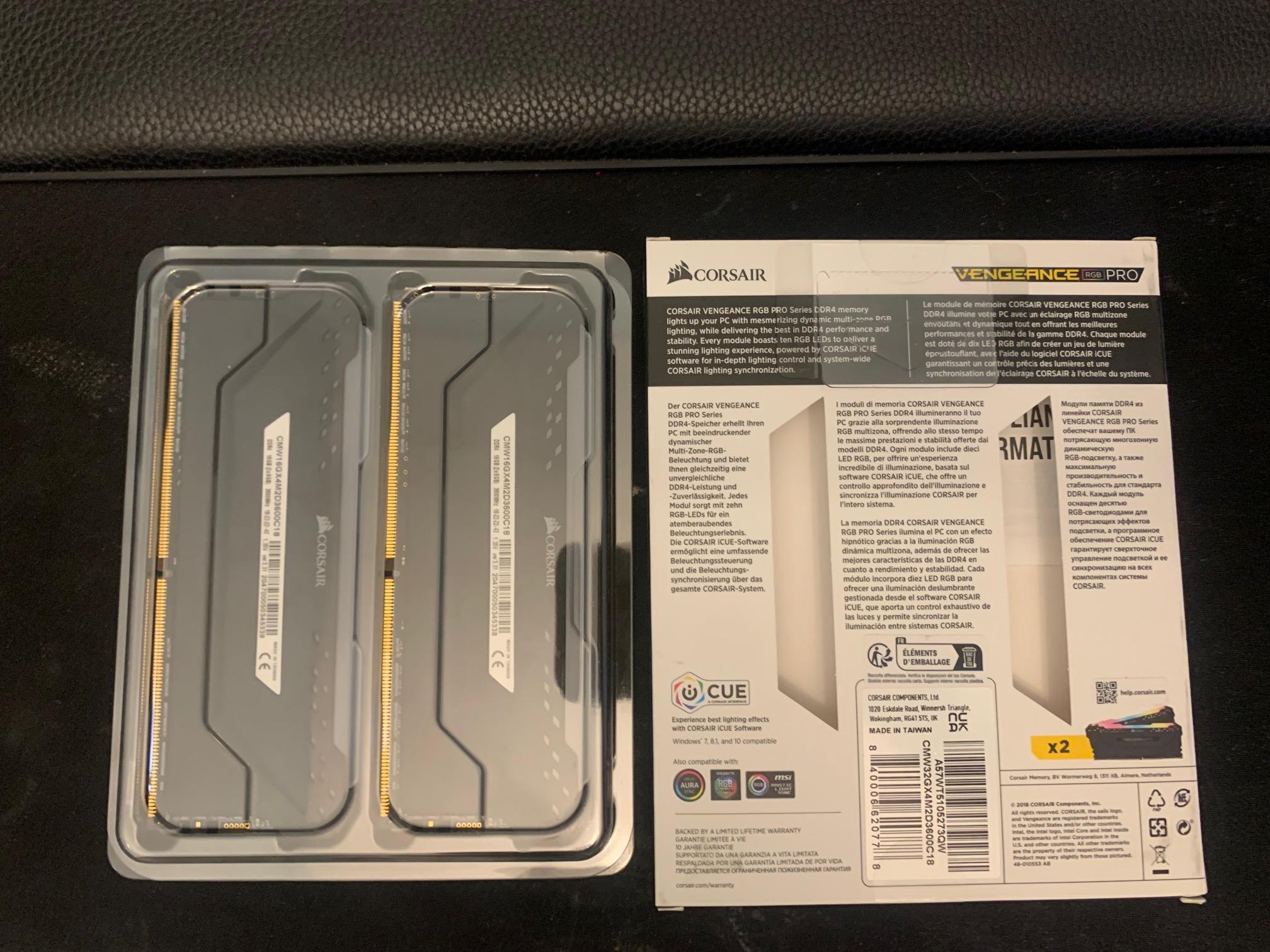 CORSAIR - VENGEANCE RGB PRO 32GB (2x16GB) DDR4 3600MHz C18 UDIMM Desktop Memory - Black