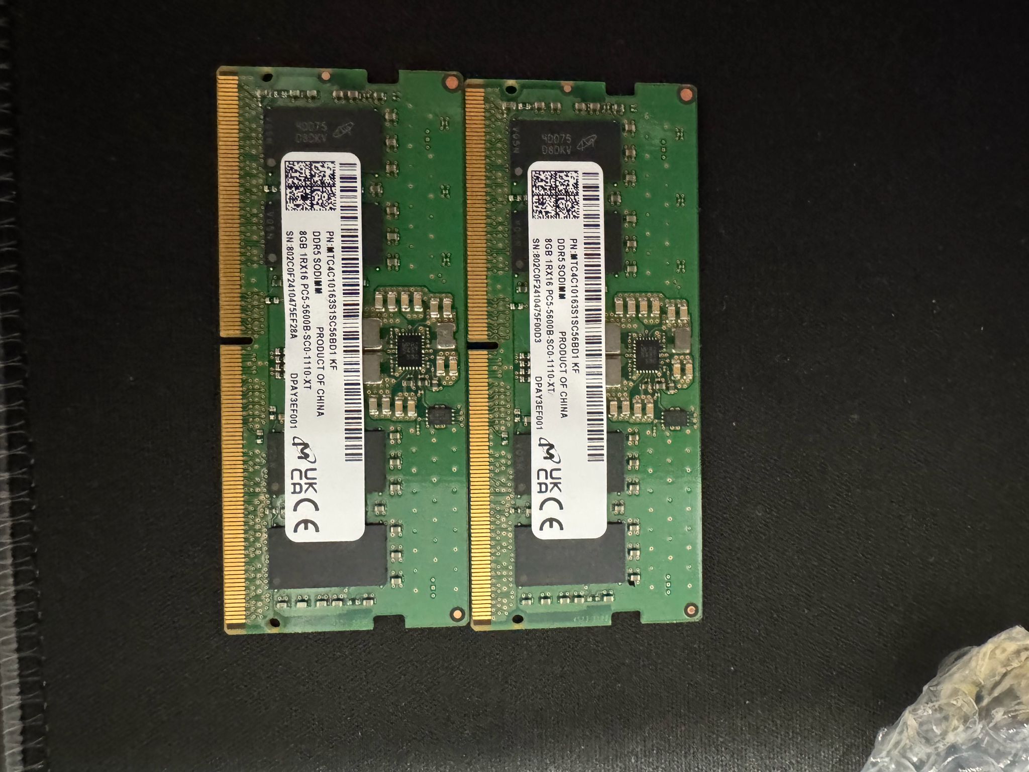 Micron 16gb DDR5 Laptop Ram. (2x8gb)