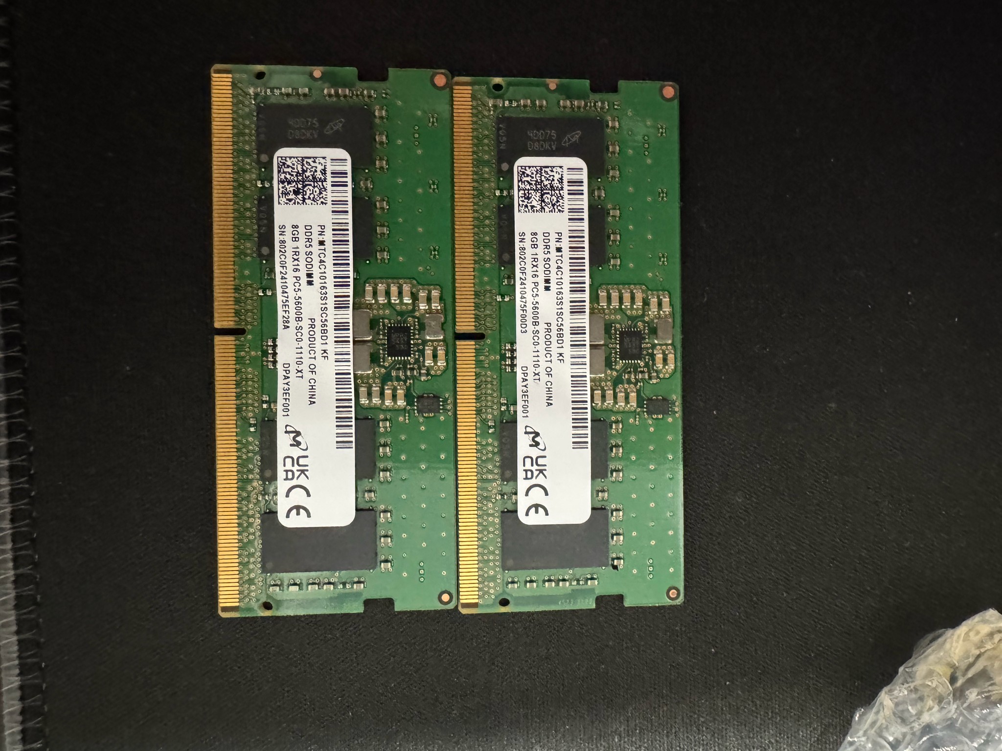 Micron 16gb DDR5 Laptop Ram. (2x8gb)