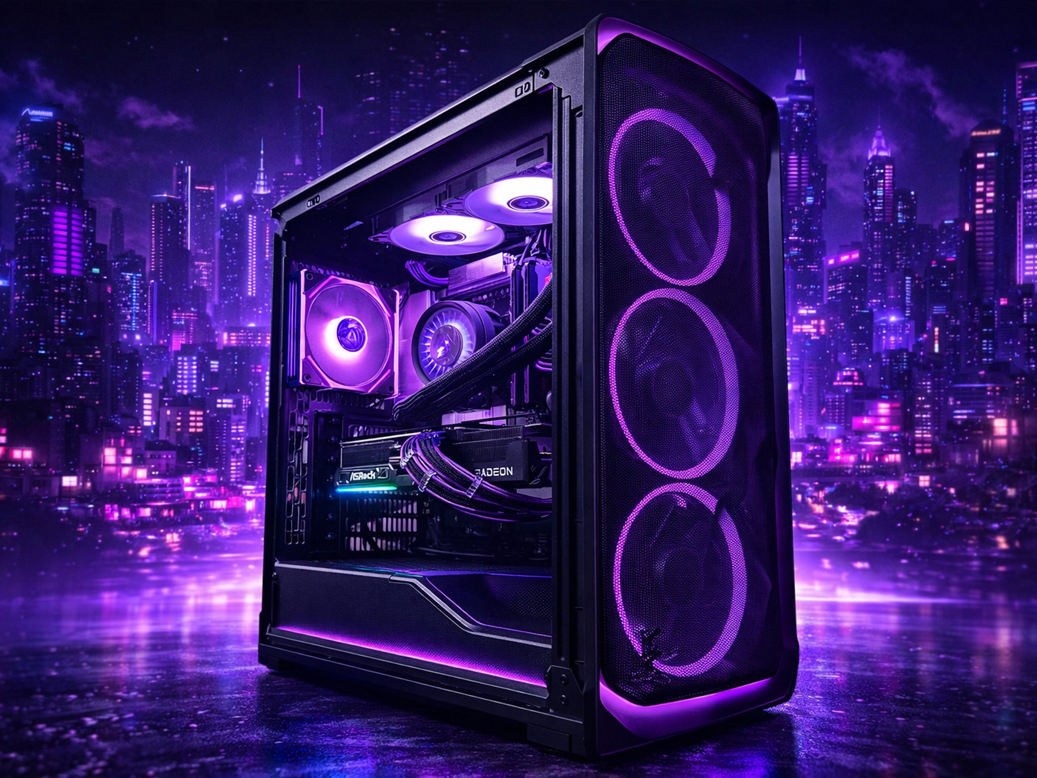 💜🌆 VIOLET CITY 🌆💜Ryzen 5 9600X| RX 9070XT| 32 GB DDR5|2 TB NVMe| 850W PSU