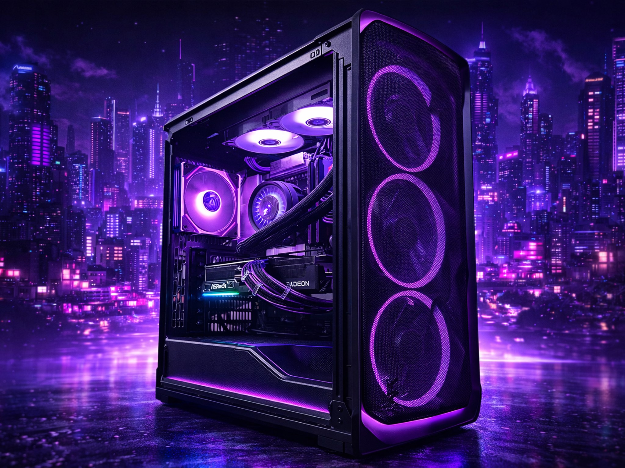 💜🌆 VIOLET CITY 🌆💜Ryzen 5 9600X| RX 9070XT| 32 GB DDR5|2 TB NVMe| 850W PSU