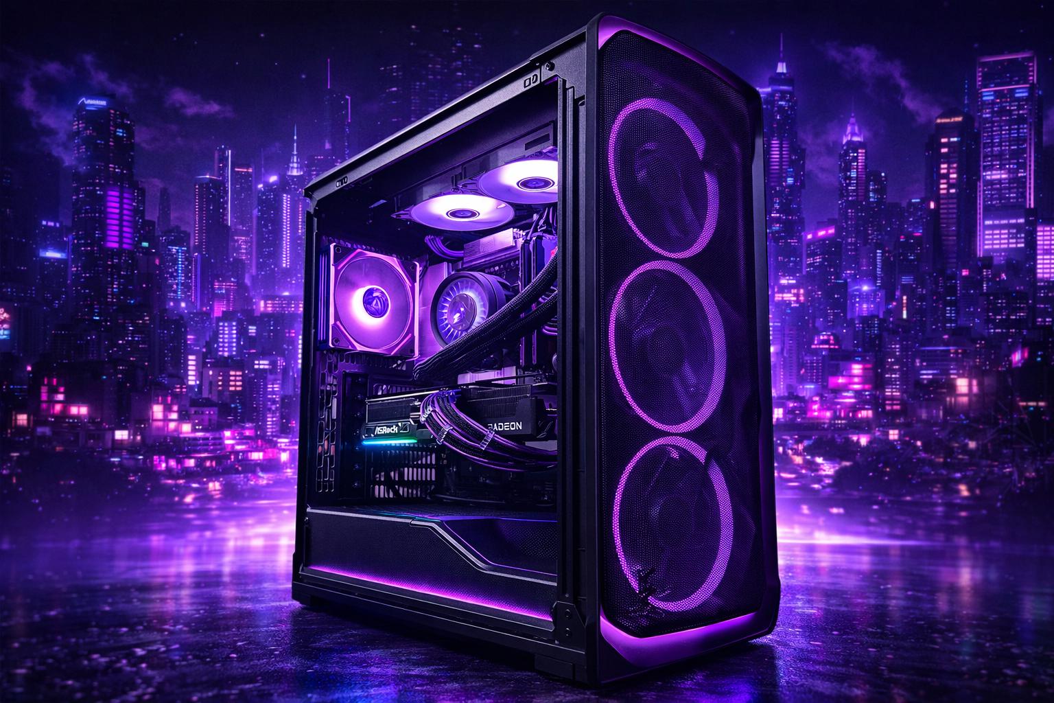 💜🌆 VIOLET CITY 🌆💜Ryzen 5 9600X| RX 9070XT| 32 GB DDR5|2 TB NVMe| 850W PSU