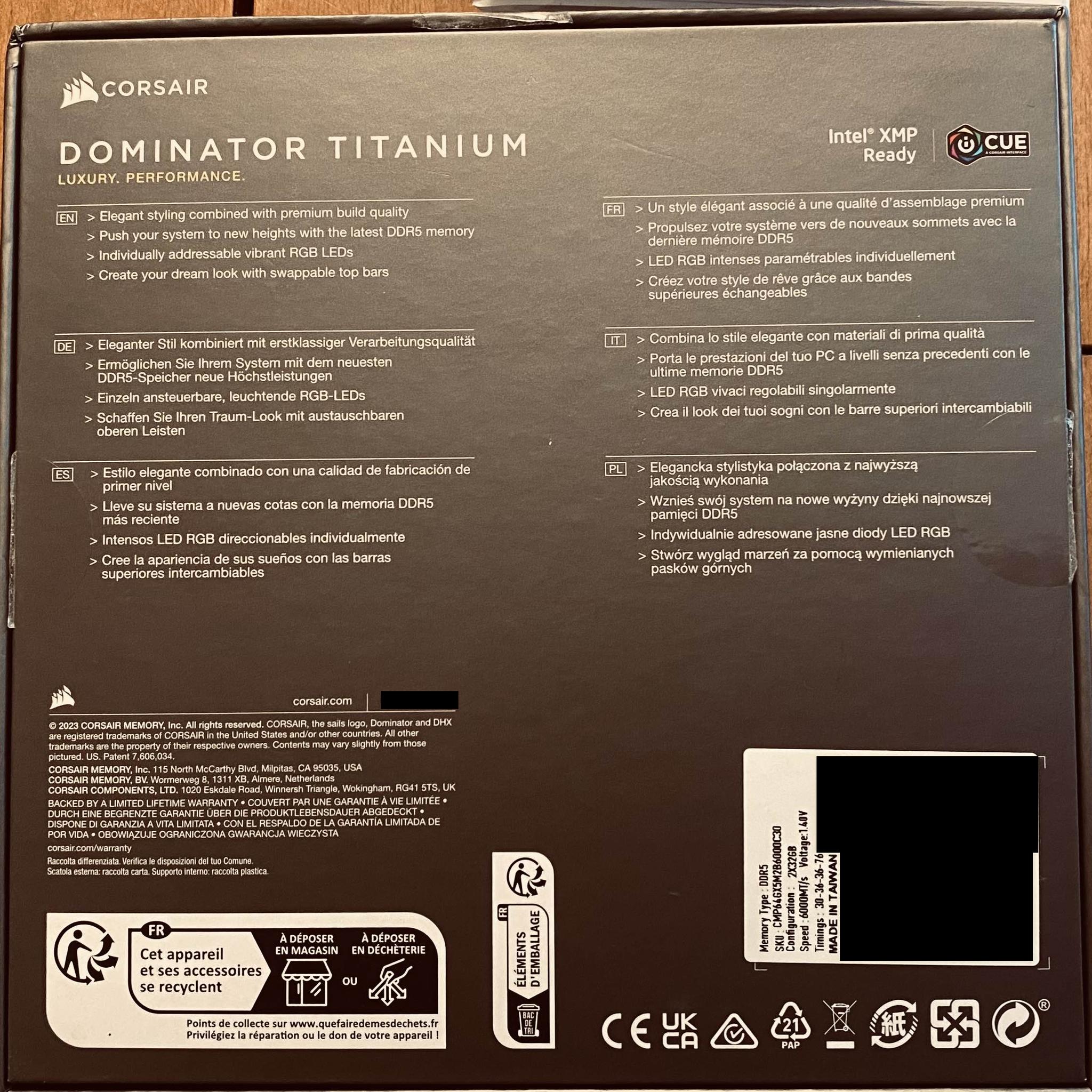 🔥CORSAIR DDR5 RAM 64GB (2x32GB) DDR5 6000MHz CL30 XMP  30-36-36-76 CMP64GX5M2B6000C30