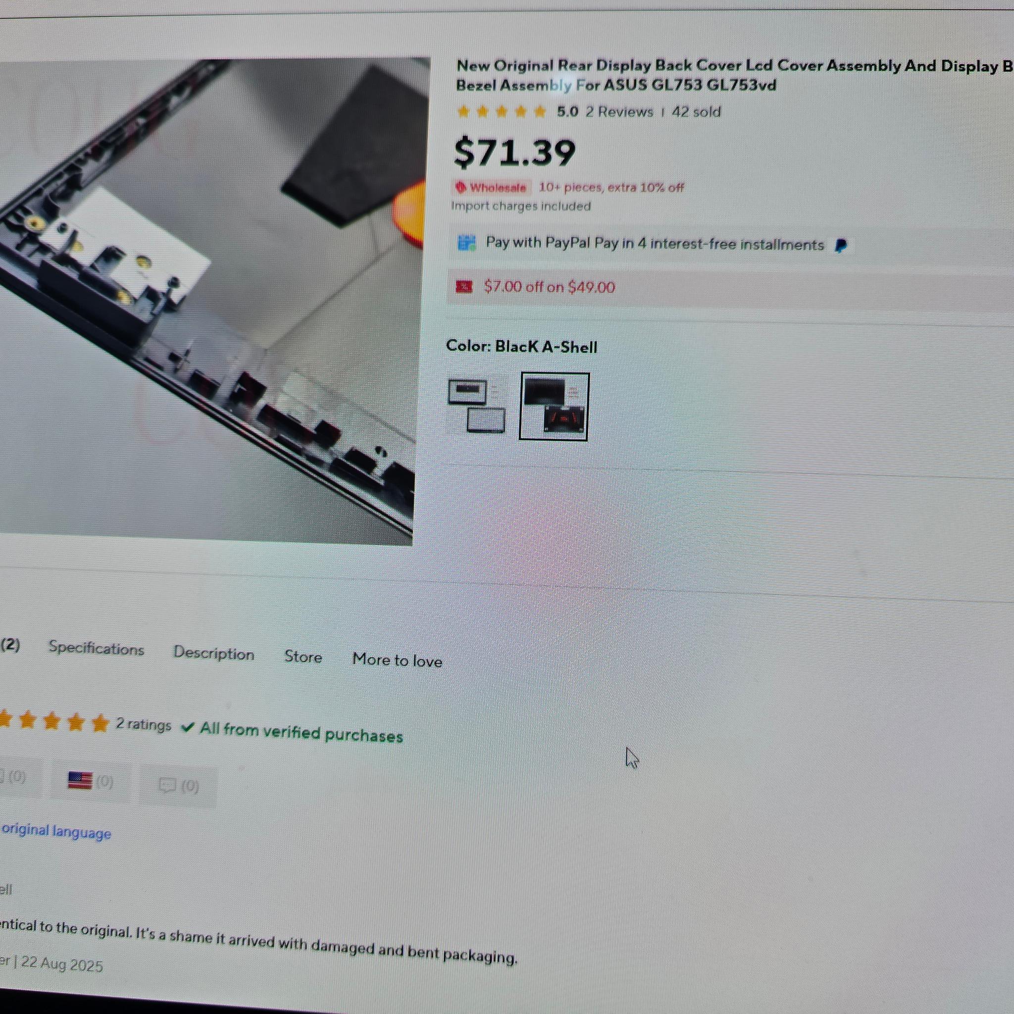 Upgradeable Asus ROG GL753V with 1050 Ti 1080P Gaming Laptop - SSD256+1T HDD - Works But Needs Work