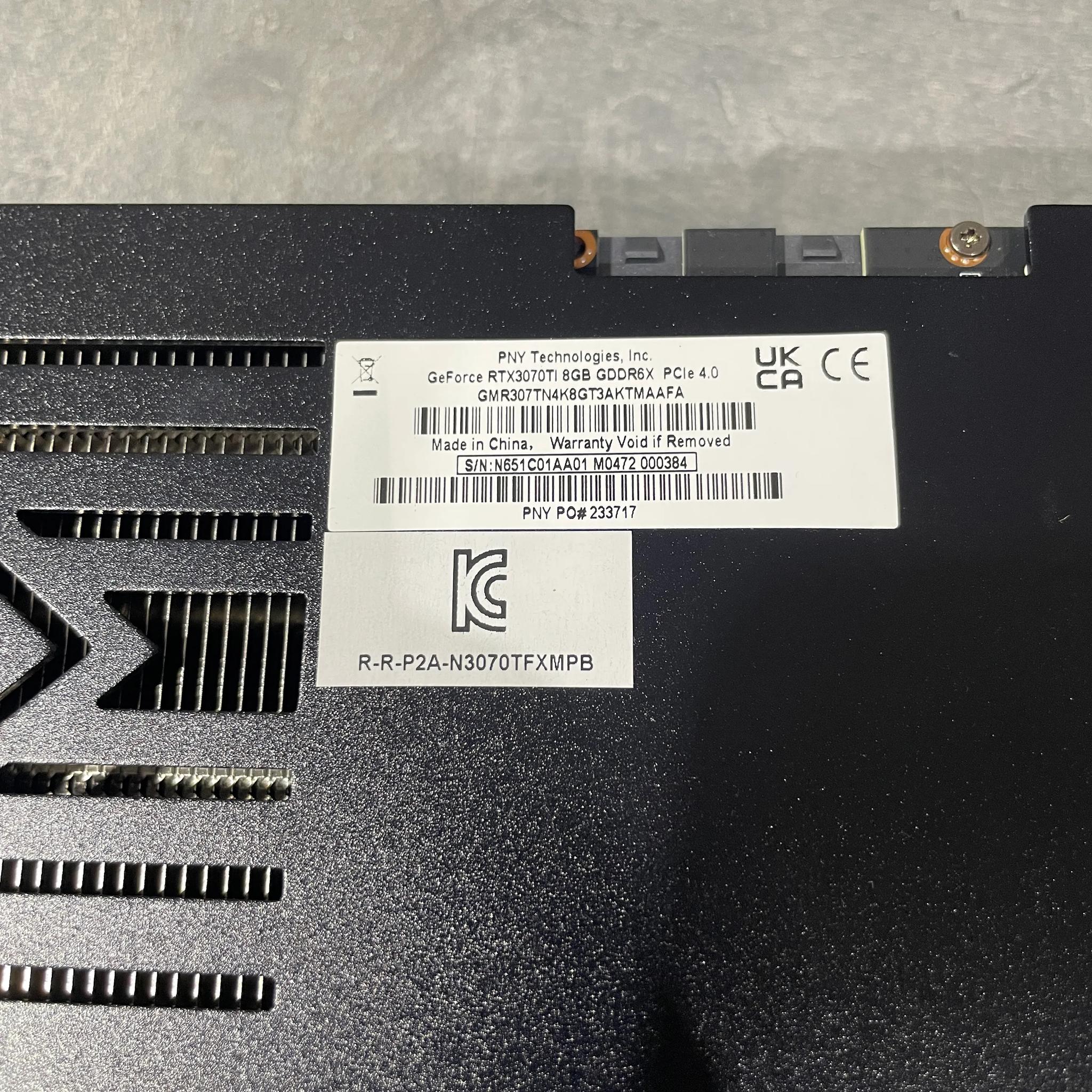 PNY 3070Ti - 8GB DDR6 - Part # GMR307TN4K8GT3AKTMAAFA