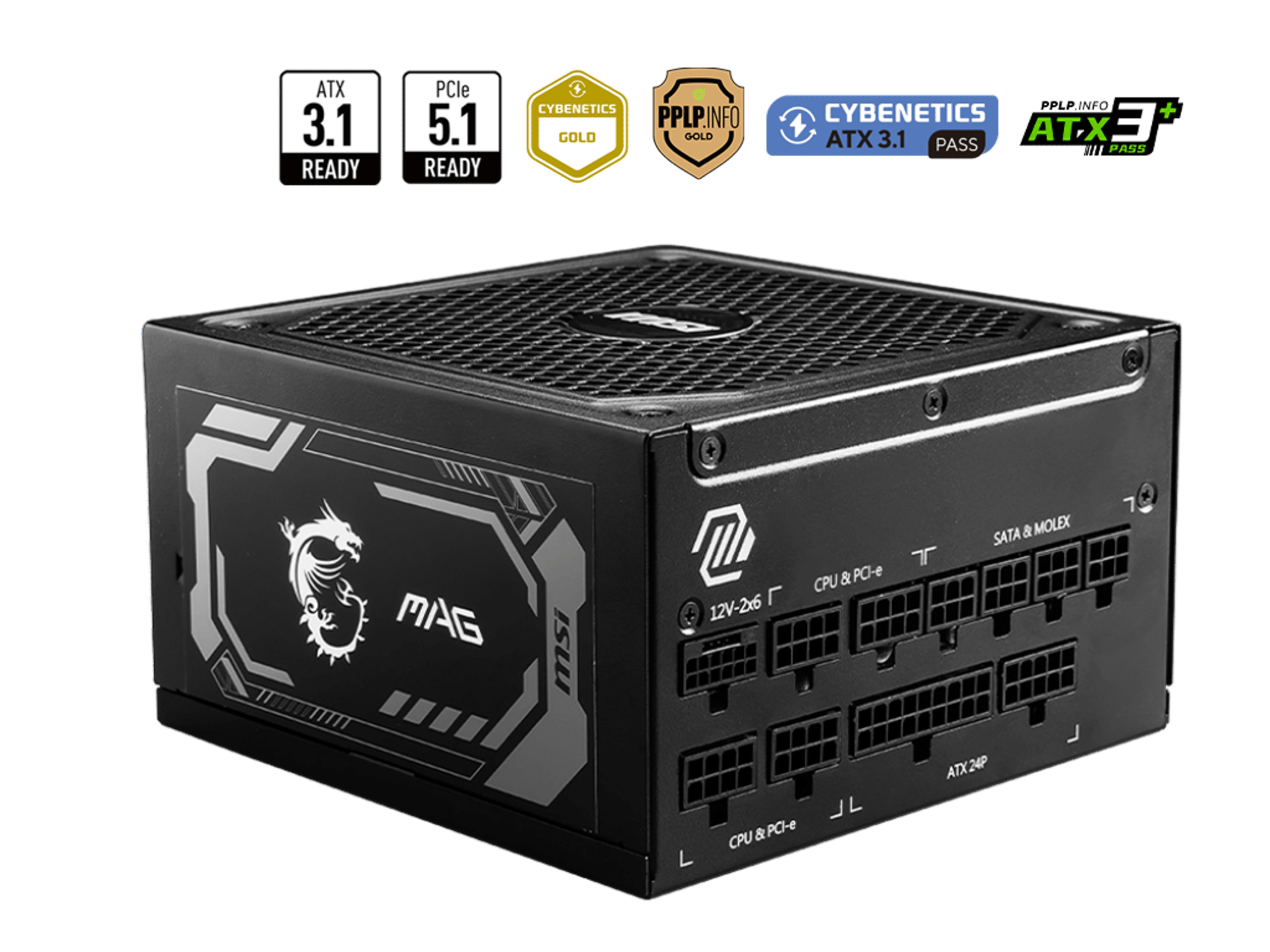 MSI MAG 1250GL PCIE 5 Full Modular 80 Plus Gold 1250W ATX Gaming Power Supply