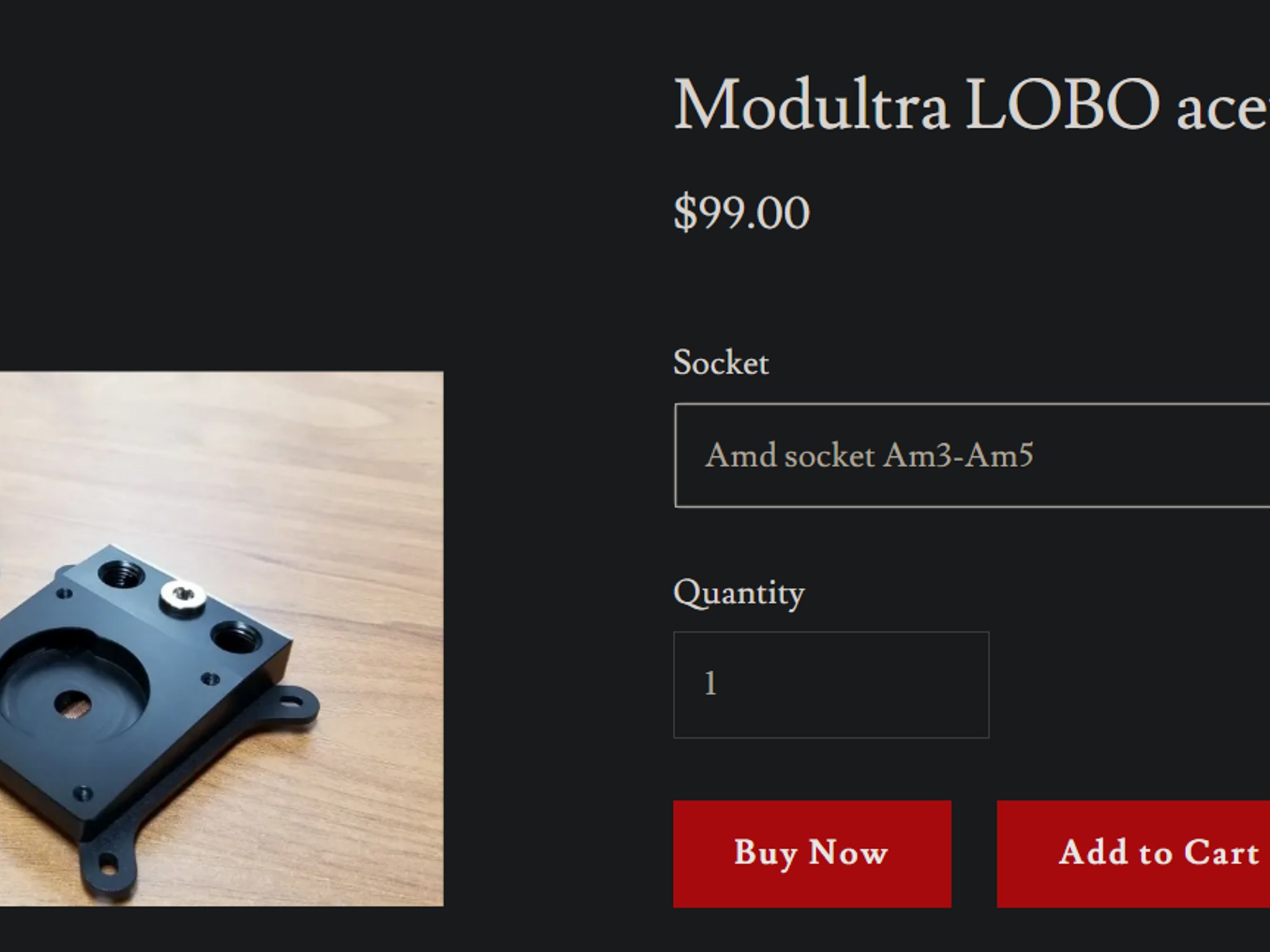 Modultra LOBO pump block w/ emitter heatsink and EKWB DDC 4.2 PWM Motor - *FOR AM4-5*