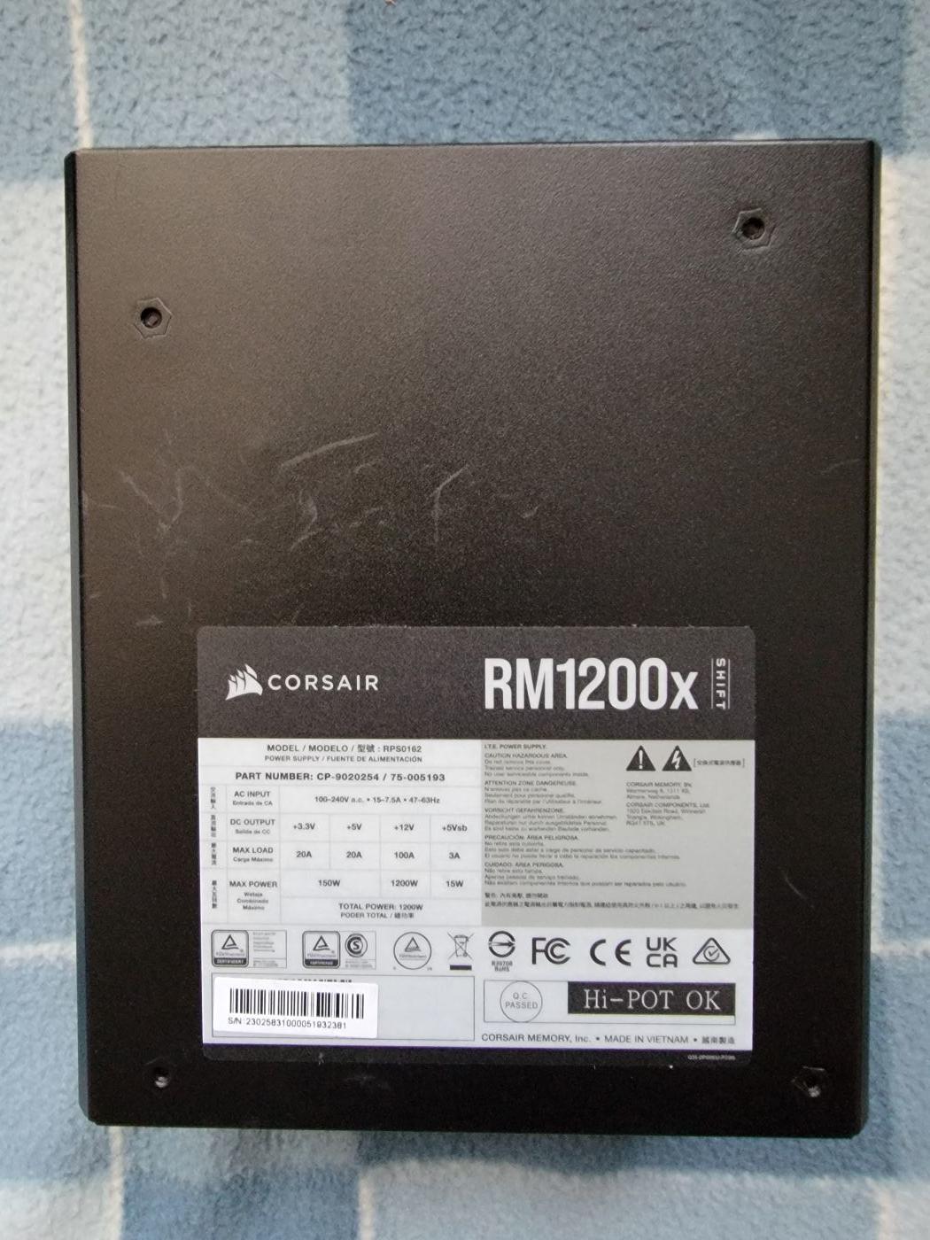 Corsair RM1200x 1200w Gold PSU - RMx Shift Series - Used