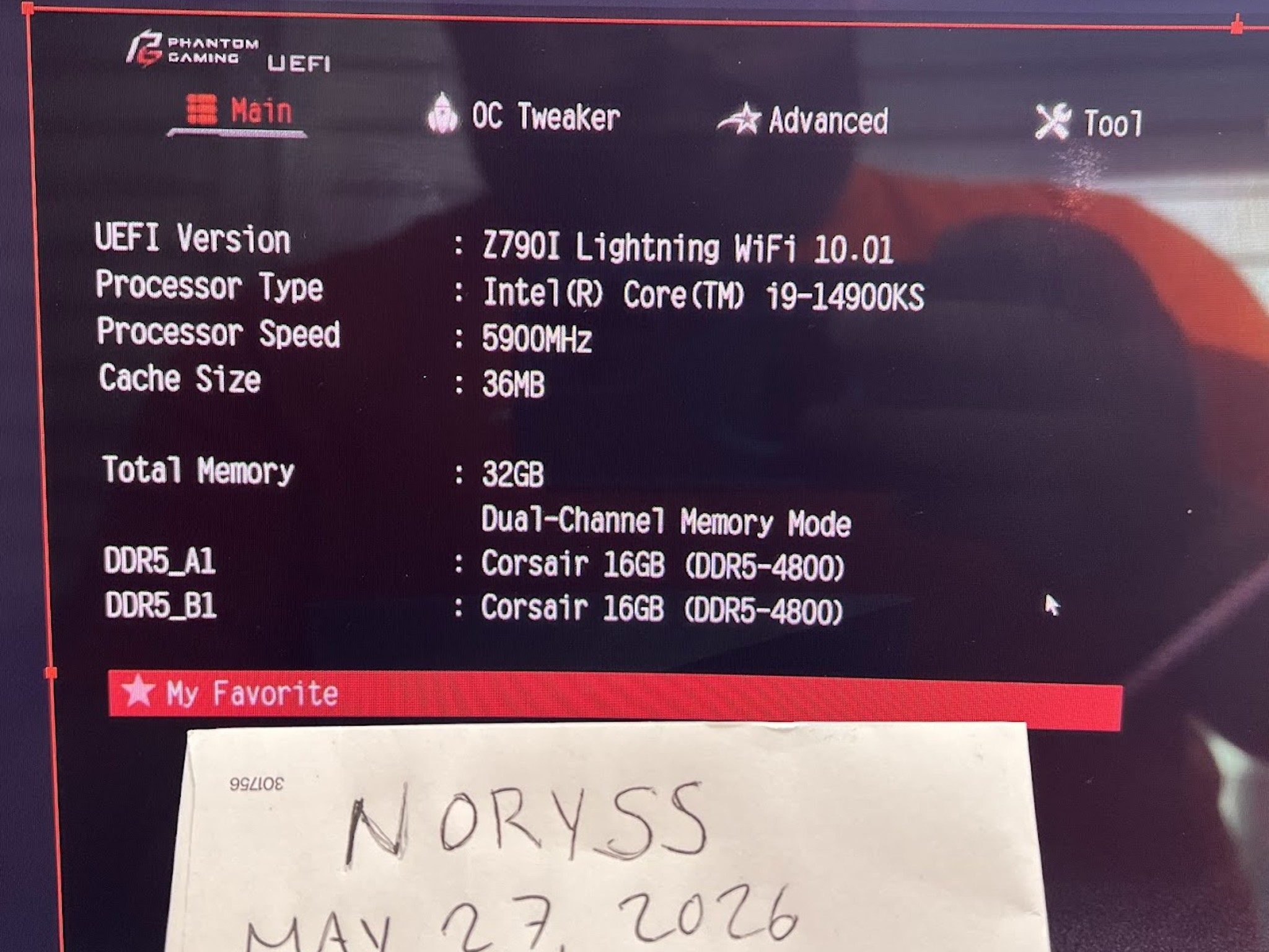 Intel 14900KS + AsRock Z790i Lightning + 32GB DDR5