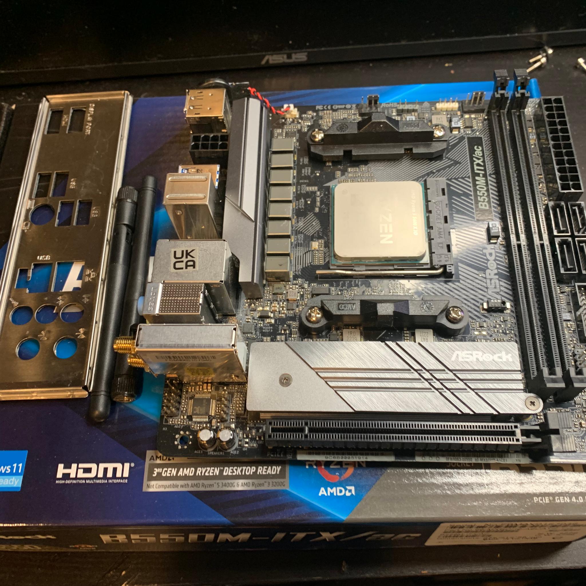 ASRock B550M-ITX/ac Motherboard + Ryzen 5 5600x3D 6-core AM4 CPU BUndle