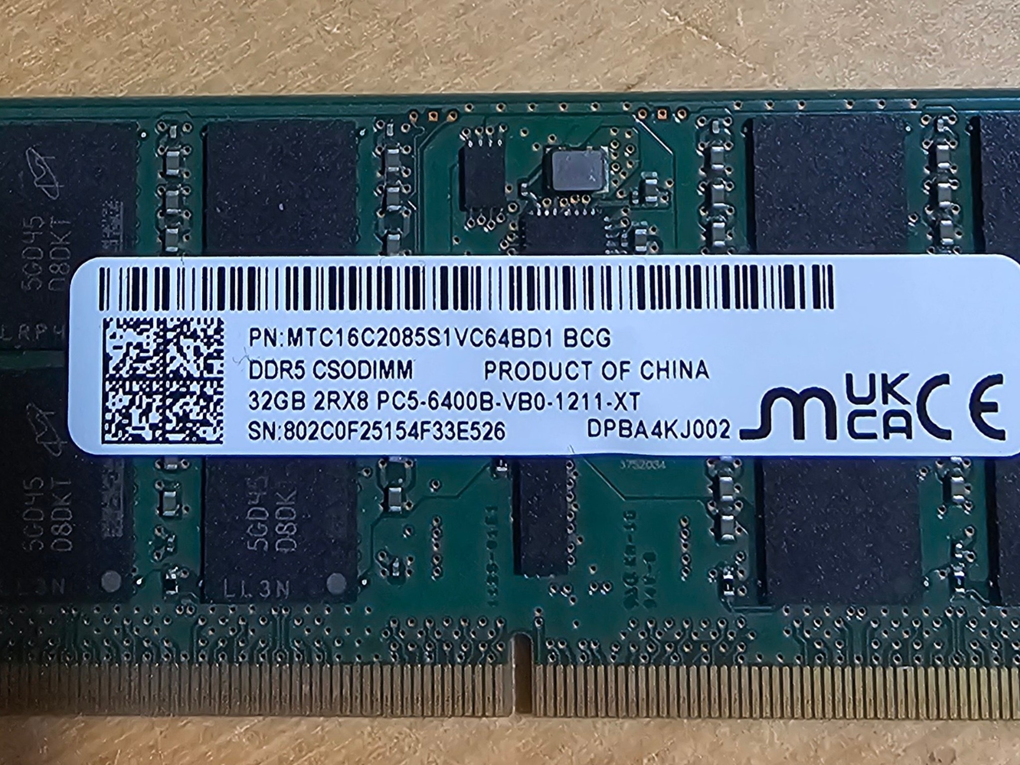 Micron 32gb CSODIMM 6400MTS