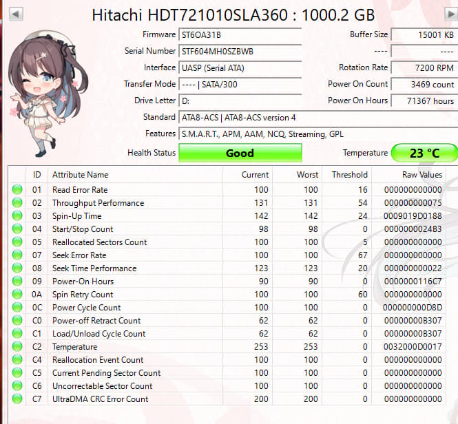 Hitachi HDT721010SLA360 1TB 7200RPM SATA Hard Drive (NM)