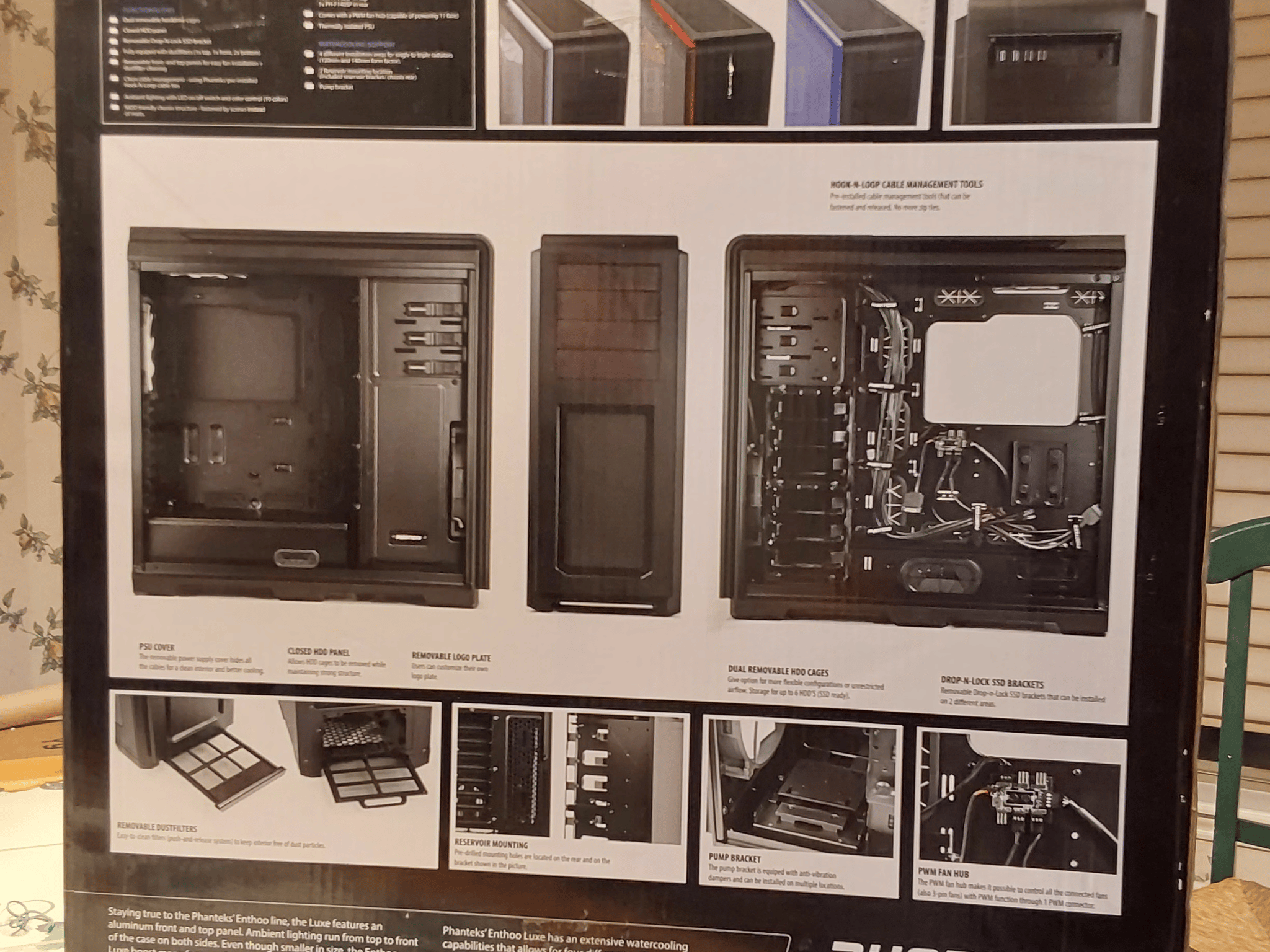 Phanteks Enthoo Luxe full tower computer case in original retail box with all parts and accessories