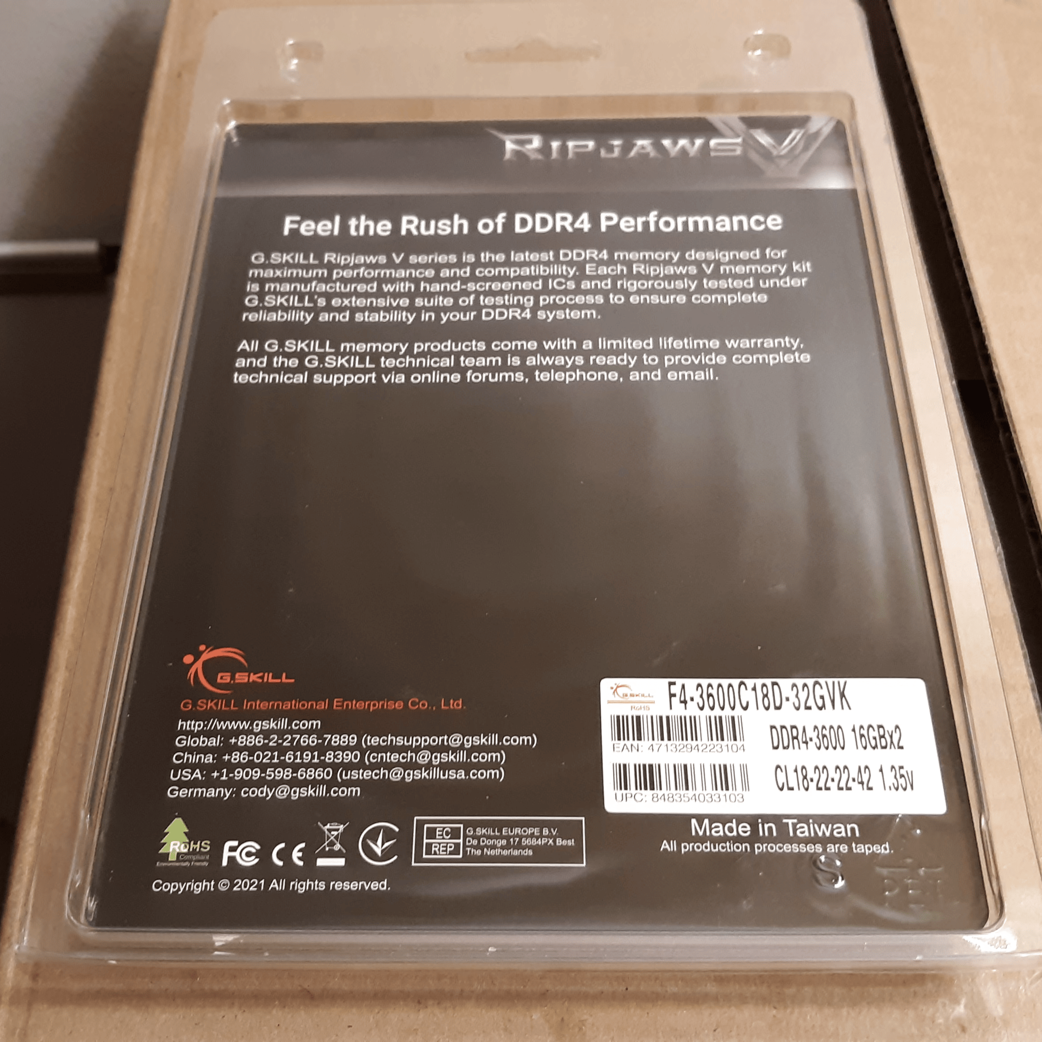 G.Skill Ripjaws V 2x16 GB DDR4-3600 CL18 Desktop Memory