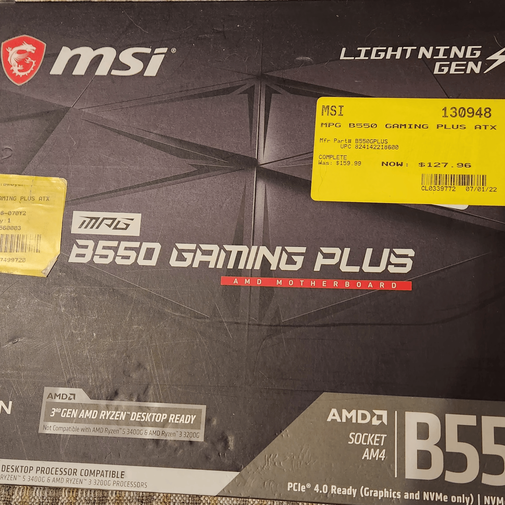 MSI B550 Gaming Plus ATX AM4 Motherboard, Supports 3rd Gen AMD Ryzen Processors