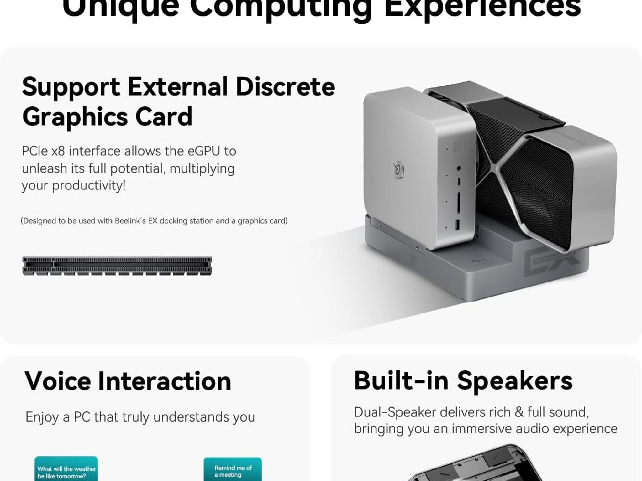 Beelink GTi12 Mini PC + EX Docking Station, Intel Core i9-12900H (14C/20T, up to 5.0GHz)