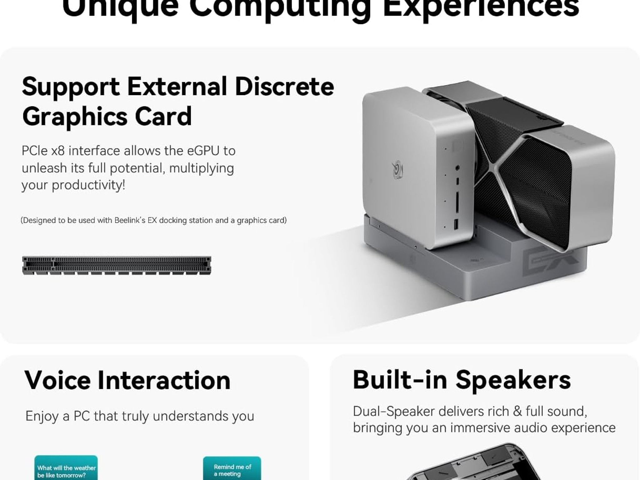 Beelink GTi12 Mini PC + EX Docking Station, Intel Core i9-12900H (14C/20T, up to 5.0GHz)