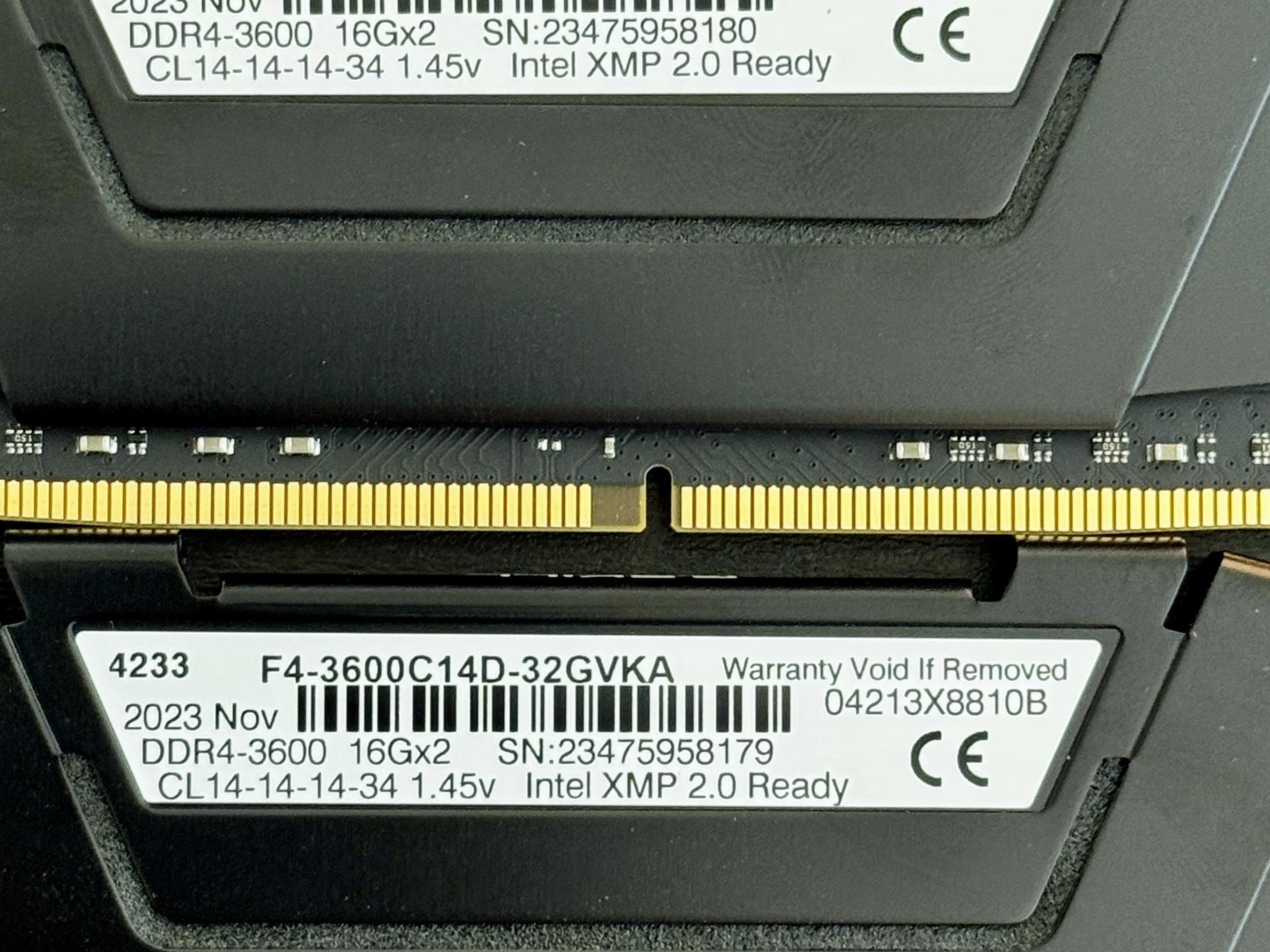 G.SKILL Ripjaws V 32 GB (2×16 GB) DDR4-3600 CL14 Desktop DRAM Kit