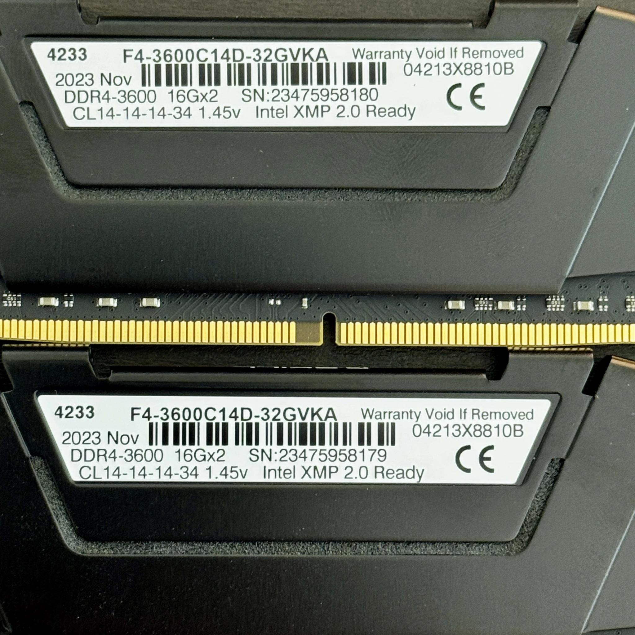 G.SKILL Ripjaws V 32 GB (2×16 GB) DDR4-3600 CL14 Desktop DRAM Kit