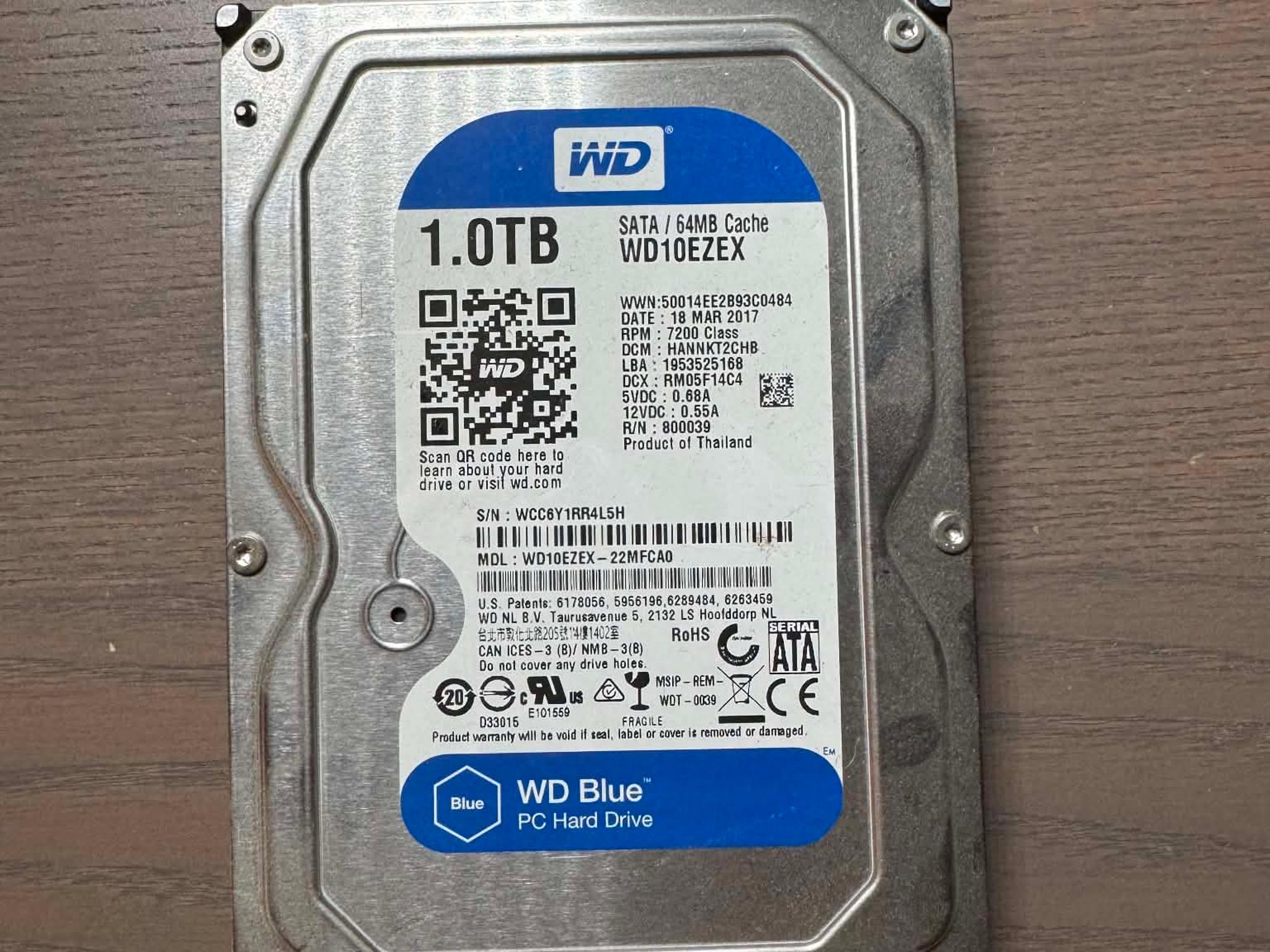 Western Digital 1TB WD10EZEX 7200 RPM SATA 3.5" Internal Desktop HDD Hard Drive