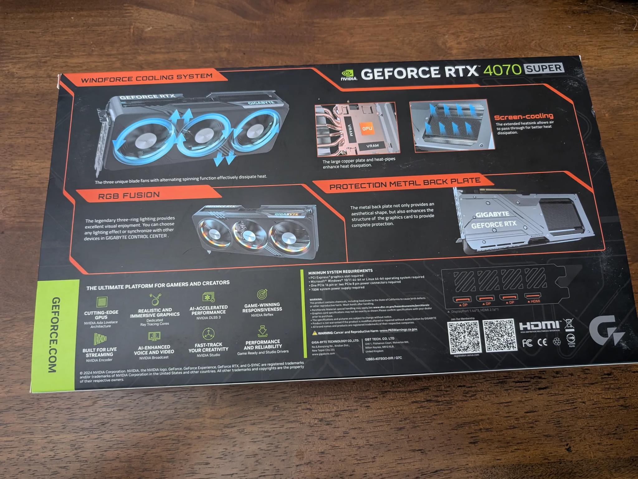 New Gigabyte GeForce RTX 4070 Super Gaming OC 12G